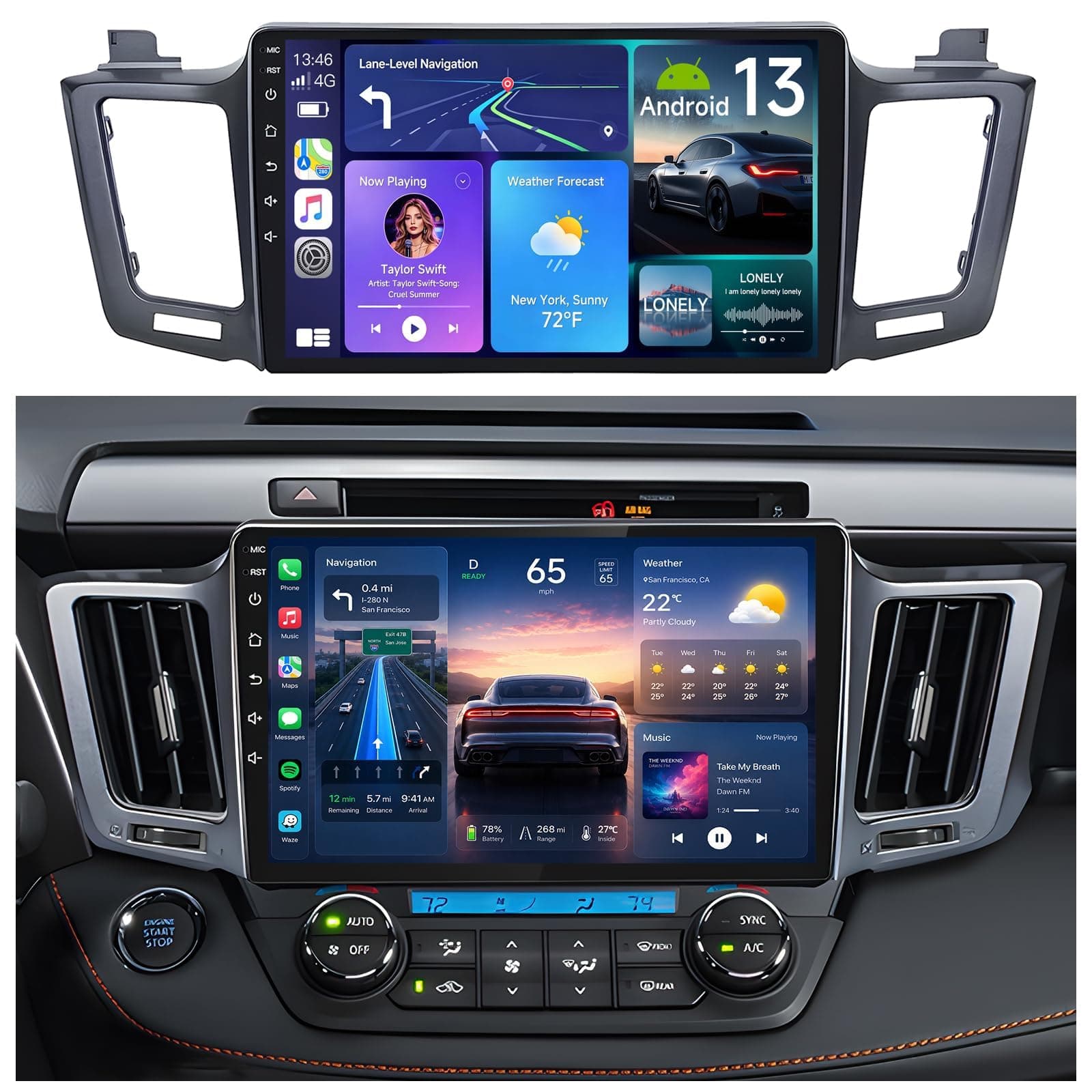 Car Radio for Toyota RAV4 2013-2018:4GB+64GB Car Stereo