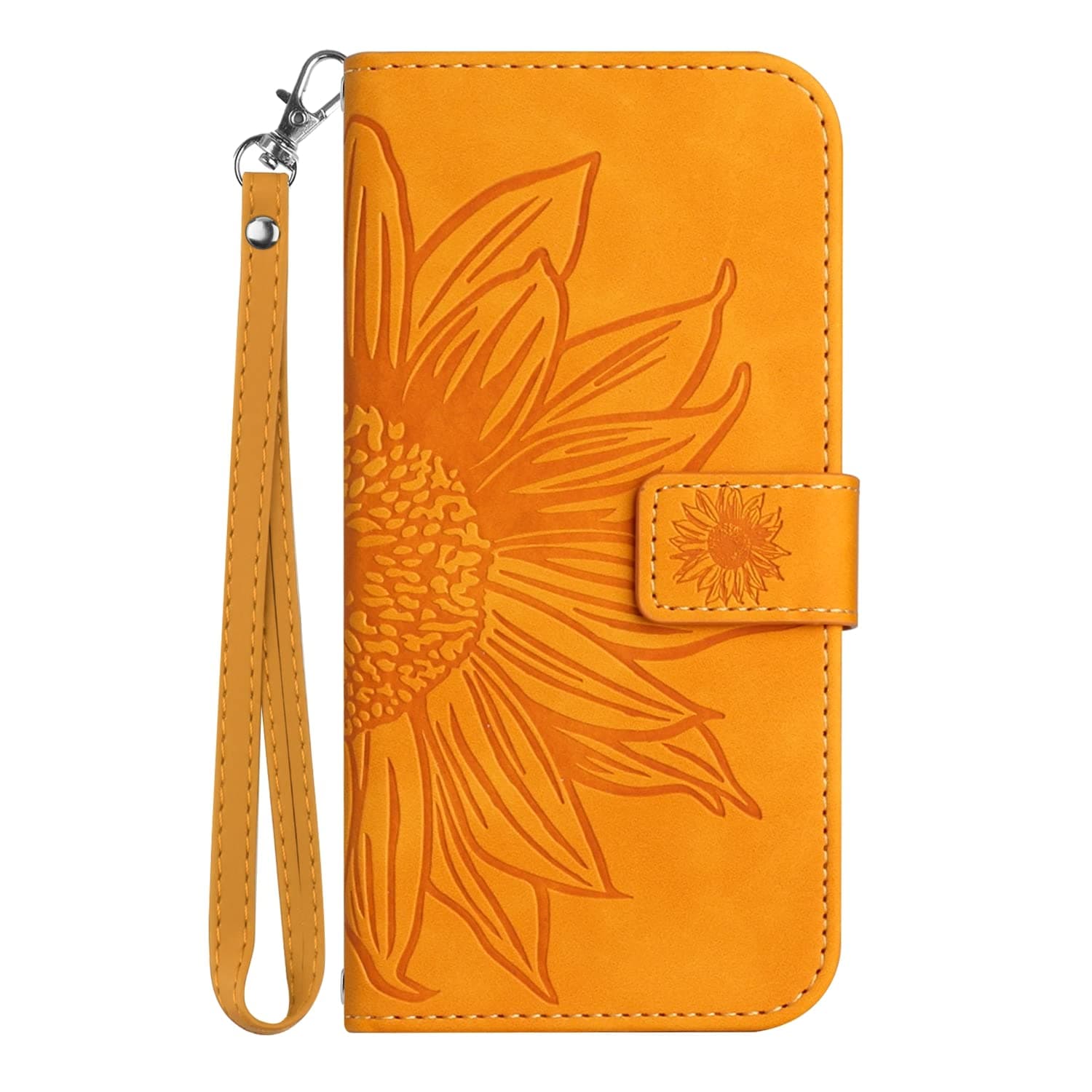 ONV Wallet Case Compatible with Oppo Reno 7 5G / Find X5 Lite - Sunflower Flip Leather Case with Embossment Card Slot Shockproof Stand Magnet Wrist Cover for Oppo Reno 7 5G / Find X5 Lite[HT] -Yellow-