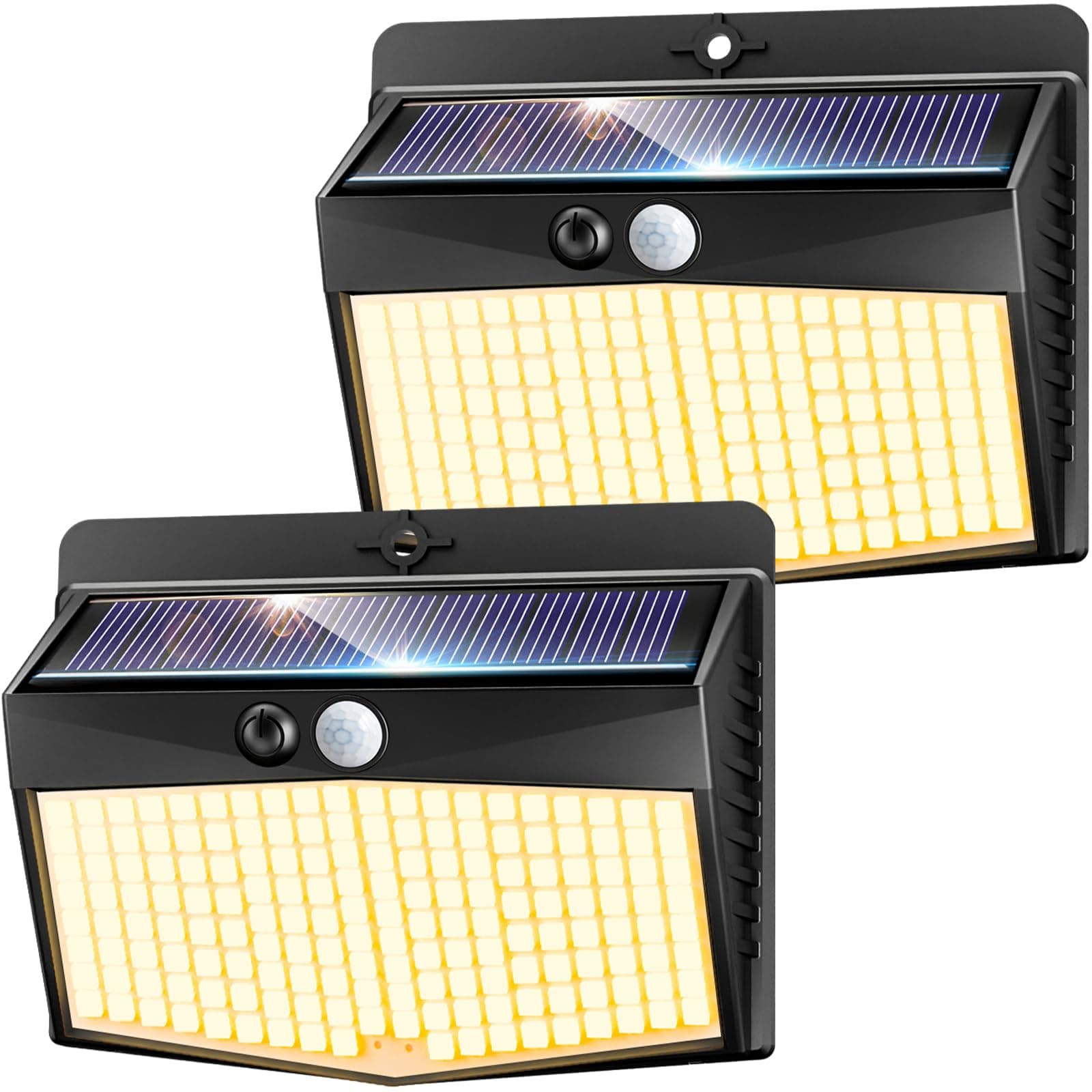 nifipy Luce Solare LED Esterno, 168LED Faretto LED da Esterno con Sensore di Movimento, IP65 Impermeabile Lampada Solare da Esterno, 3 Modos Luci Solari da Giardino, Garage, Parete-2 Pezzi