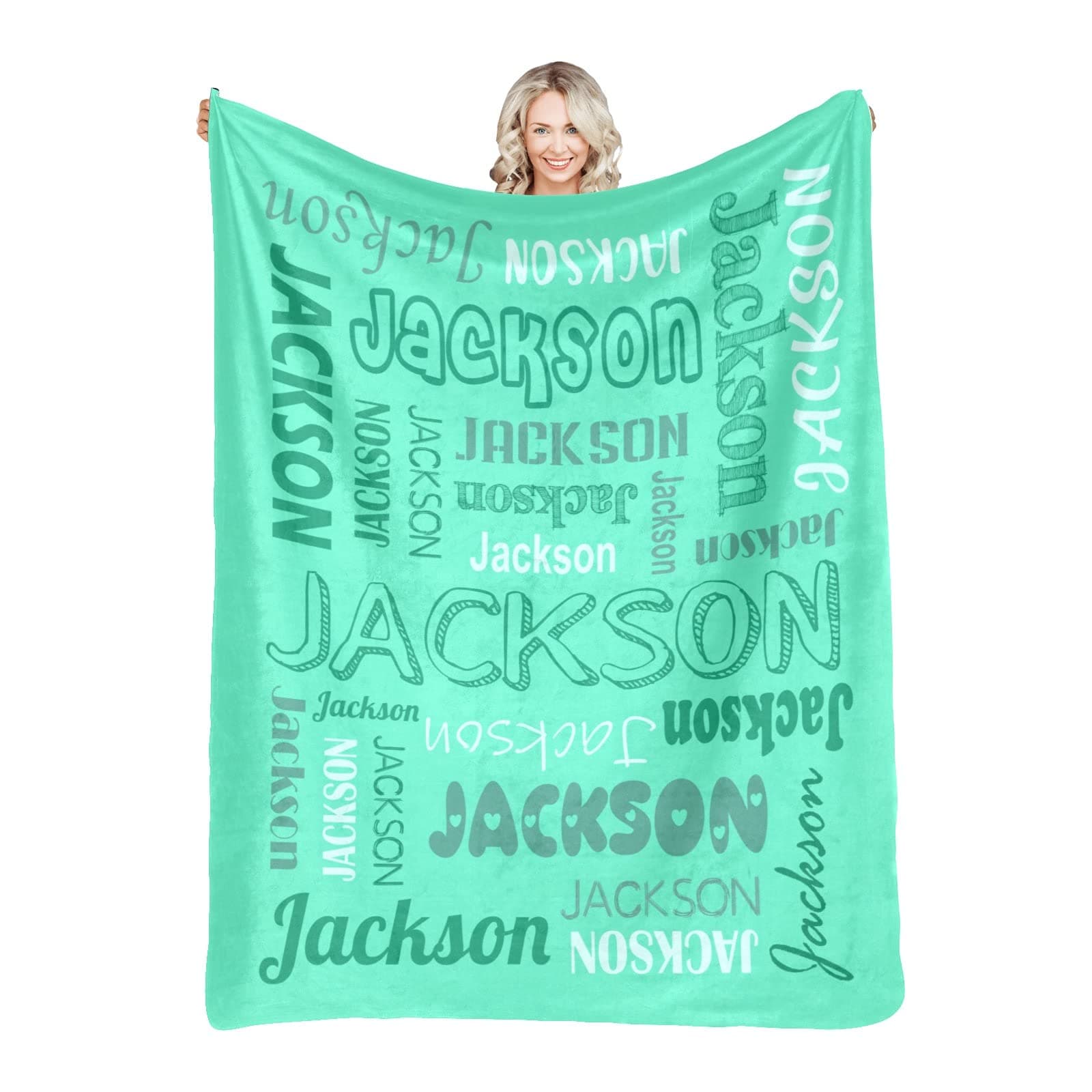 Personalized Name Blankets for Baby Boy Girl Custom Super Soft Blankets with Name Text for Kids and Adults Personalized Baby Gifts Birthday for Daughter Son (Green)