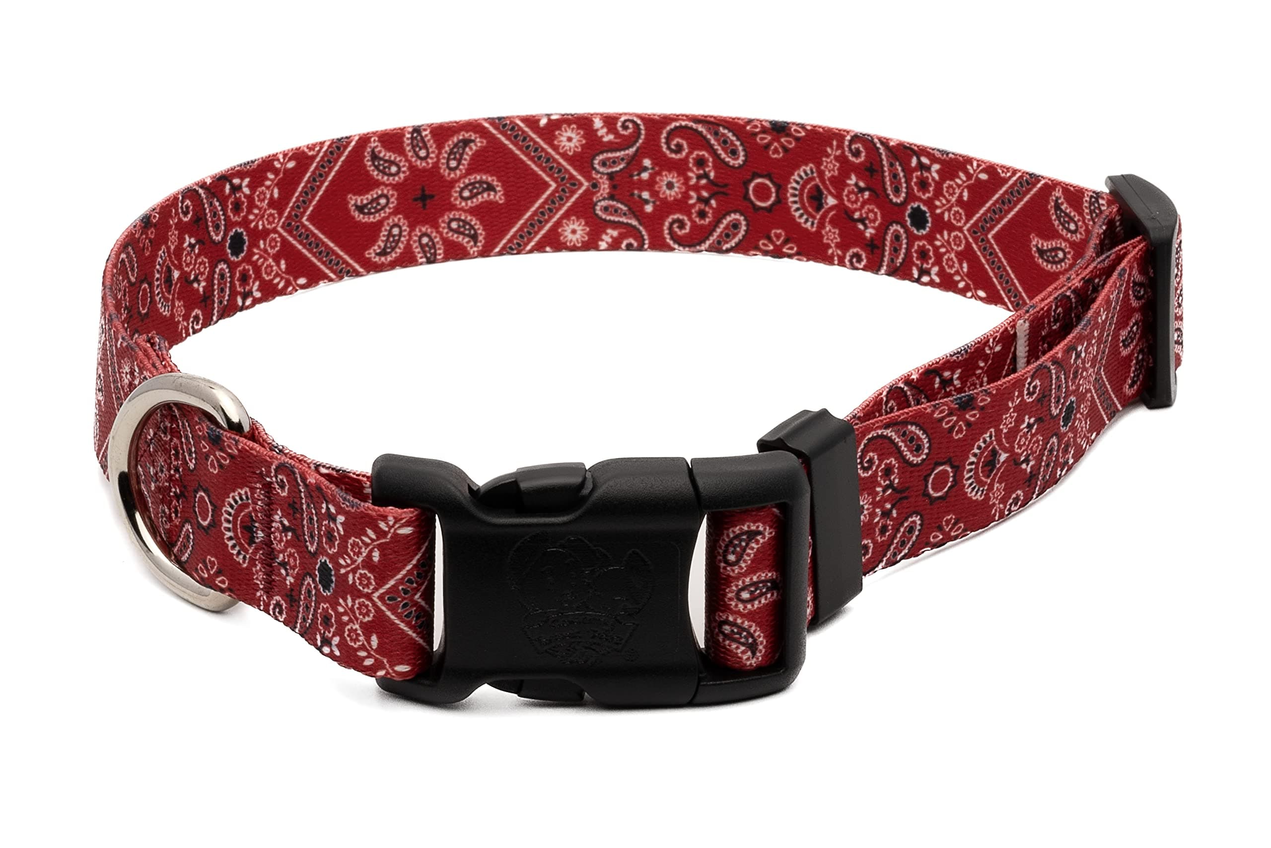 Country Brook Petz - Red Bandana Everyday Dog Collar - Made in the U.S.A. - Country and Western Collection Featuring Rustic Designs (1 Inch, Extra Large)