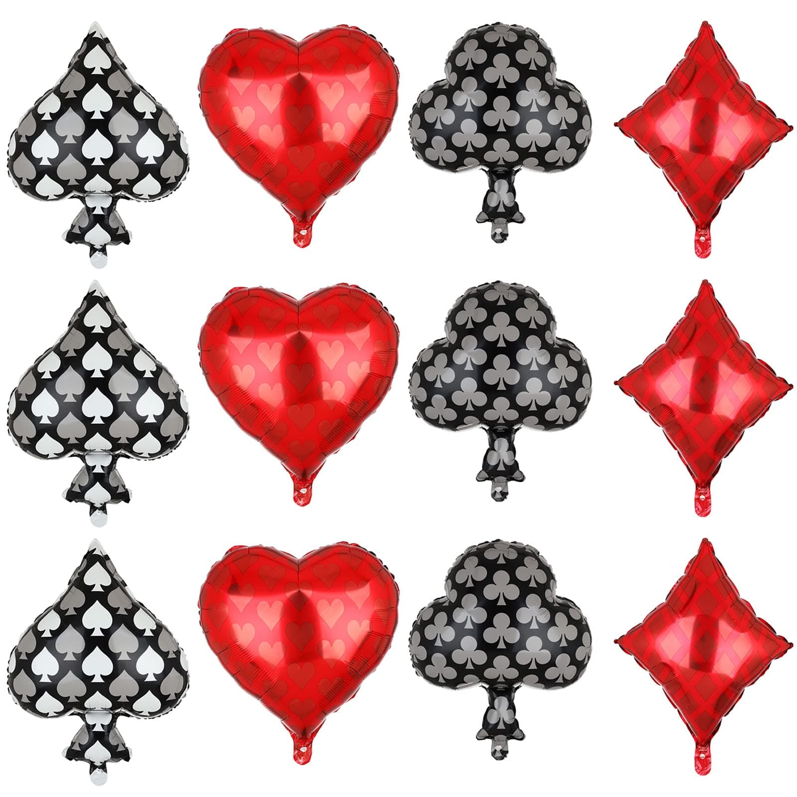 12 Pcs Casino Foil Balloons Mylar Party Decoration Supplies Game Playing Cards Balloon for Las Vegas Party Poker Events Night Birthday Decor