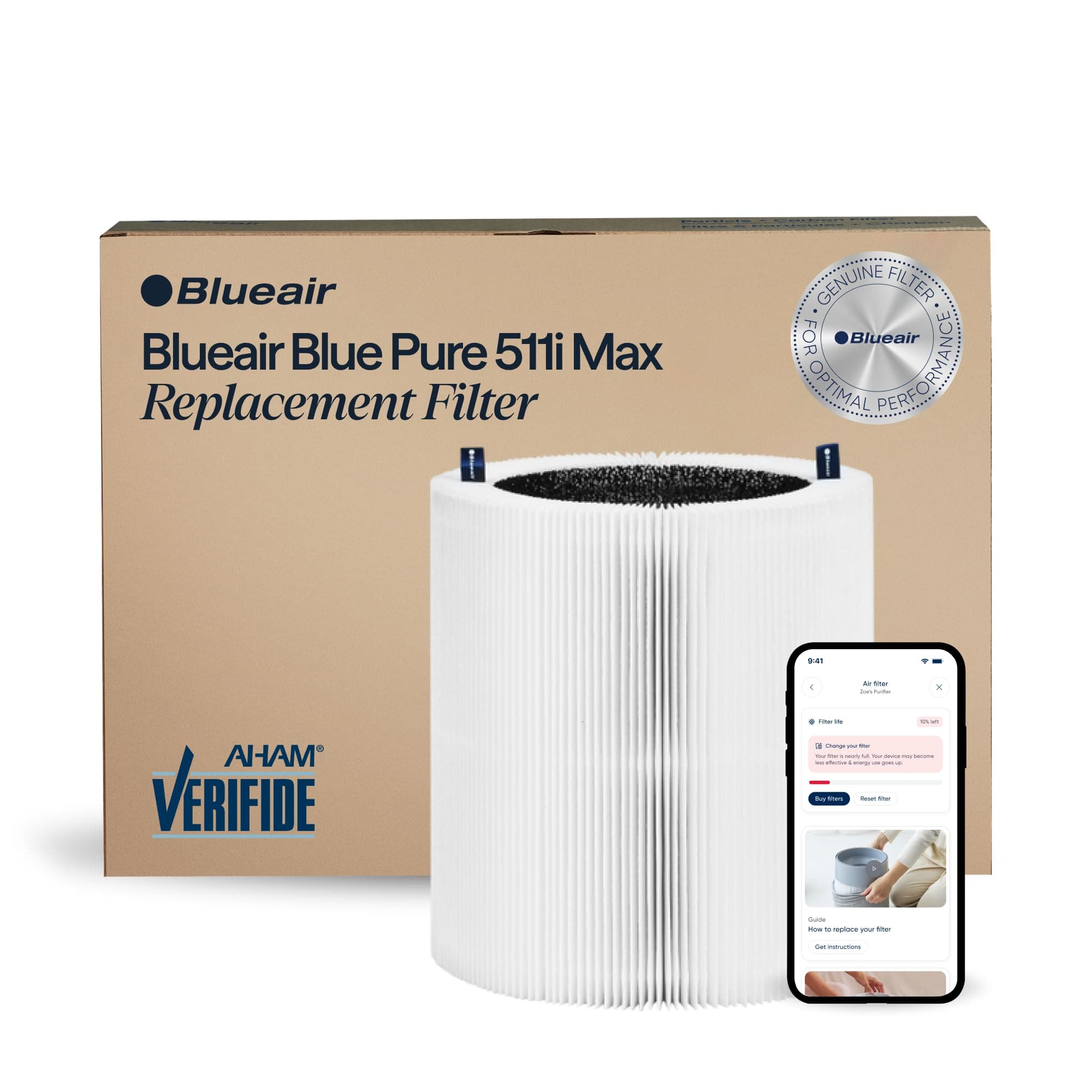 Blueair Blue Pure 511i Max Genuine Replacement Filter, Fits Blue Pure 511i Max Air Purifier
