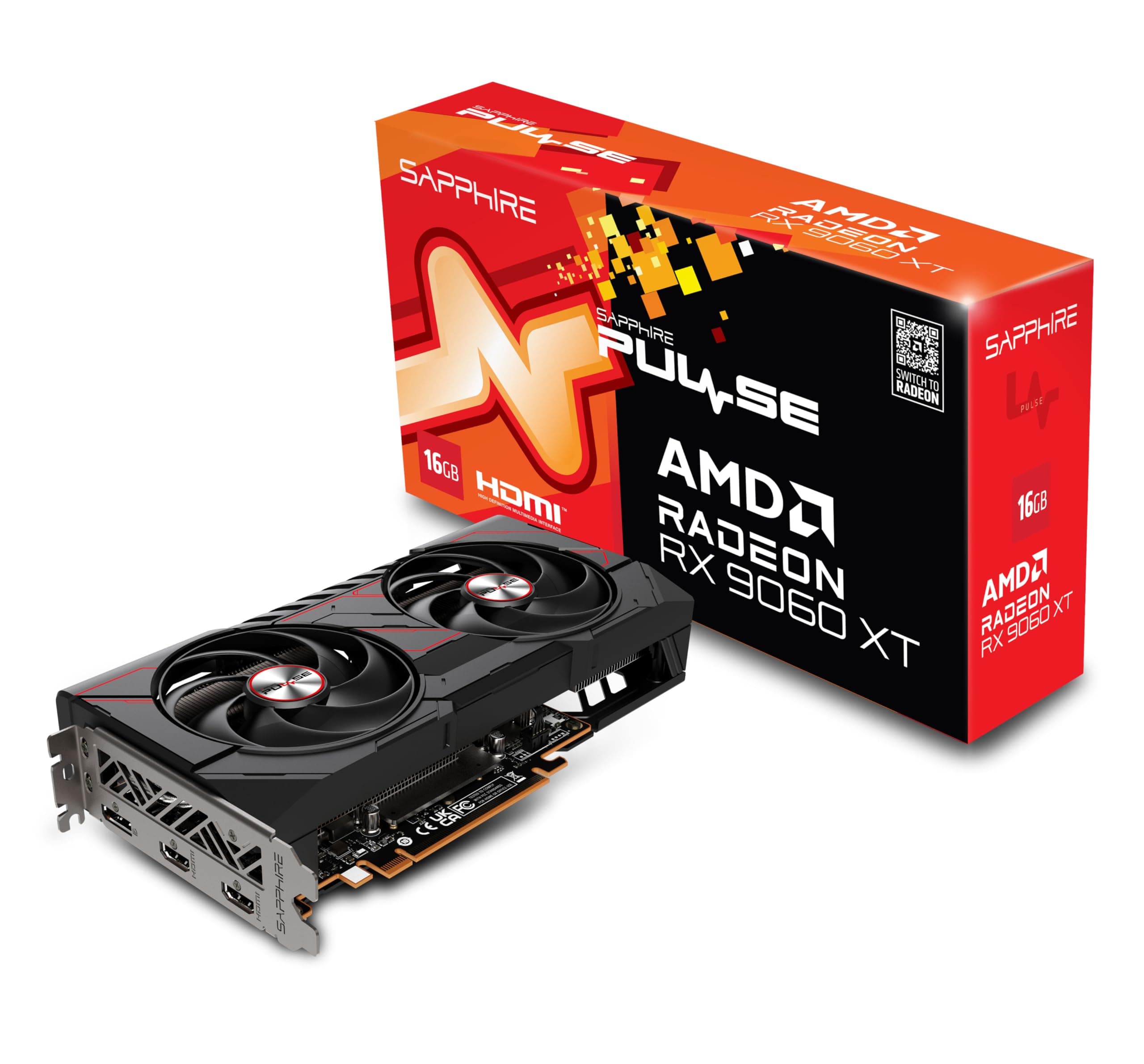 Sapphire Technology Carte Graphique Pulse AMD Radeon RX 9060 XT Gaming OC 16GB Double HDMI-DP