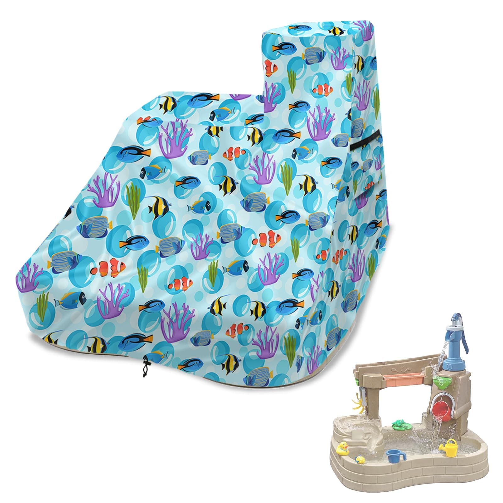 Sobana Kids Water Table Cover, Ocean World, Waterproof Dust Proof Anti-UV, Outdoor Kids Water Sensory Table Pool Cover, 30"L x 40"W x 38"H