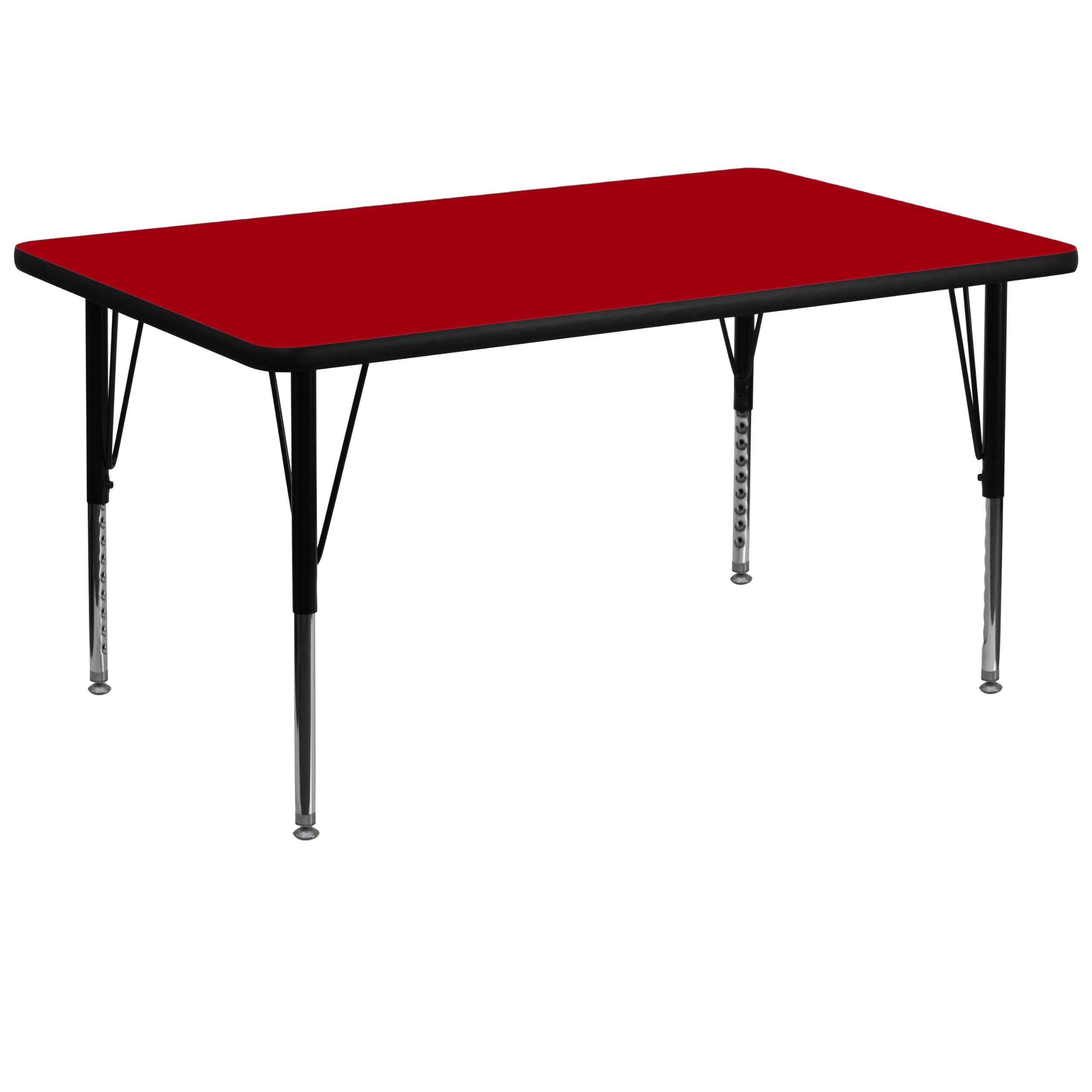 Flash Furniture 36''W by 72''L Rectangular Activity Table with Red Thermal Fused Laminate Top and Height Adjustable Pre-School Legs