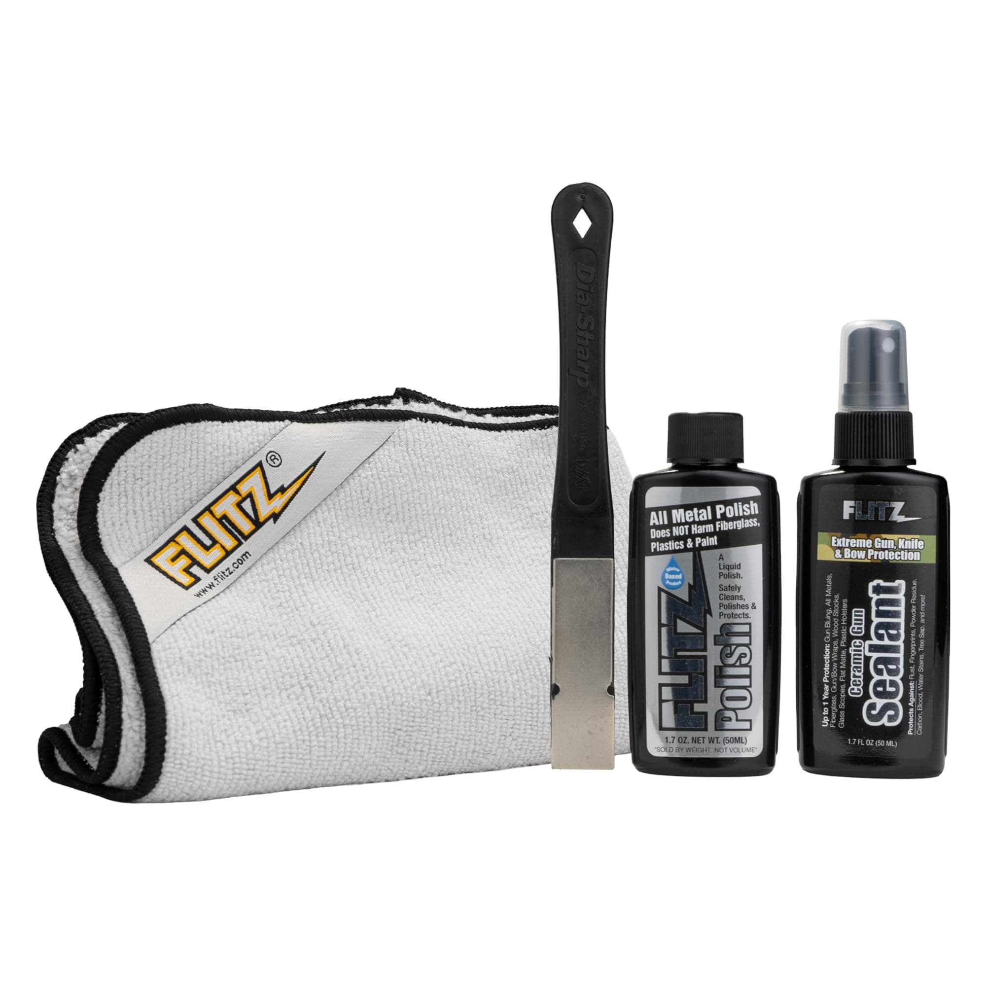 Flitz Knife Restoration Kit - USA-Made All-in-One Knife Cleaner & Restoration Tools - Includes 1.76oz Polish, 1.7oz Ceramic Sealant, Diamond Sharpener, & Microfiber Cloth - Rust Remover for Knives