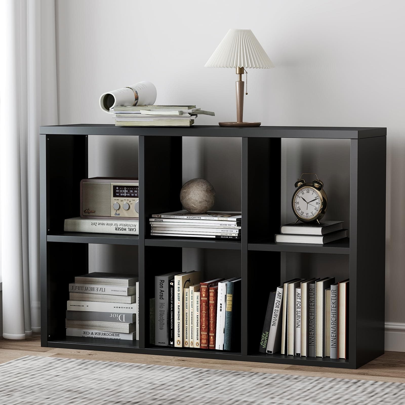 Alvisyd Heavy Duty Metal 6-Cube Storage Organizer, Modern Black Bookcase & Display Shelf, Multi-Functional for Home Office, Living Room as TV Stand, Cabinet, Space-Saving, Easy Assembly,2PCS