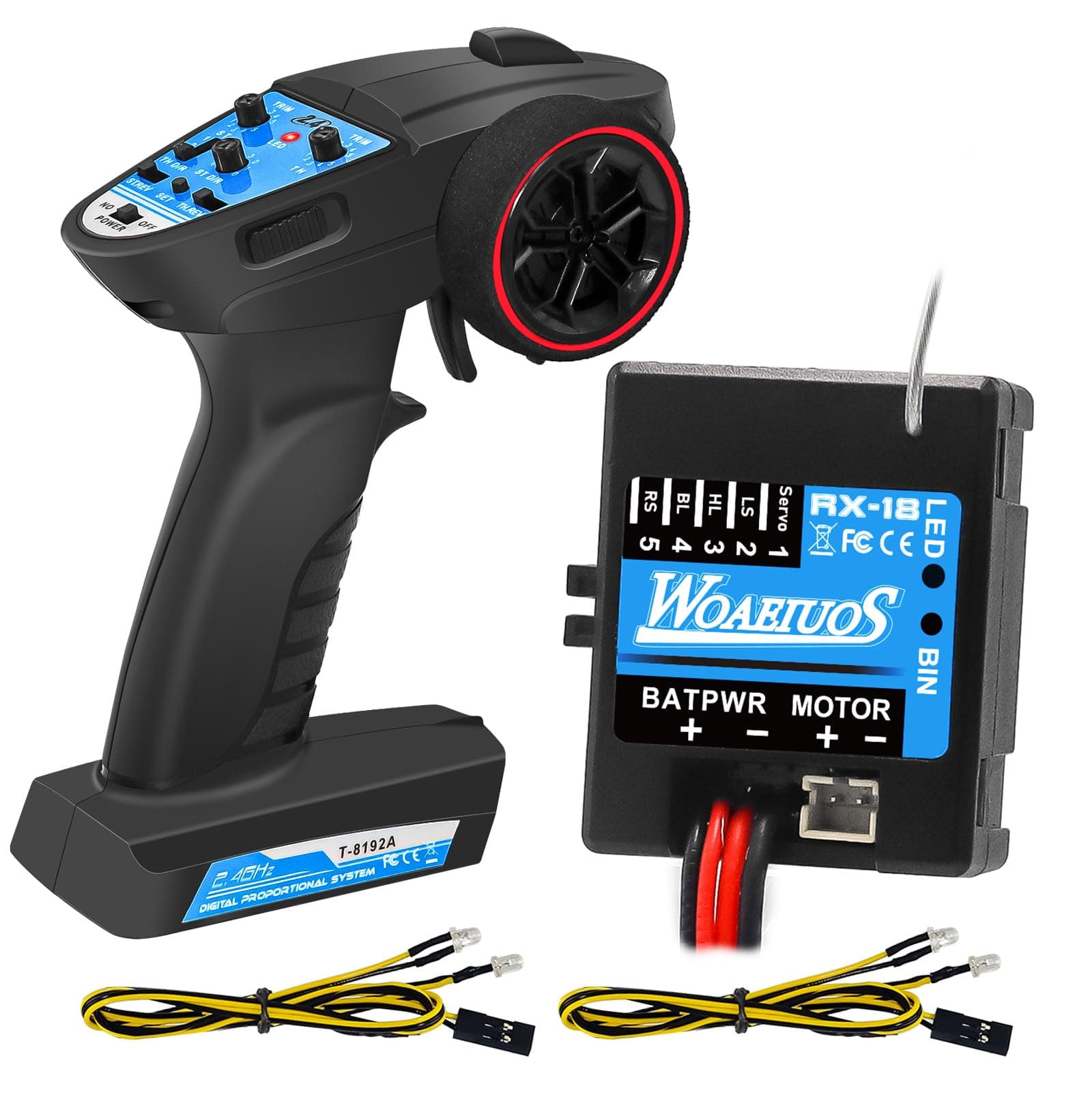 WOAEIUOS 2 in 1 ESC & Receiver with 2.4G RC Transmitter ESC Remote Controller Receiver Combo Specially Designed for Axial SCX24 RC Car