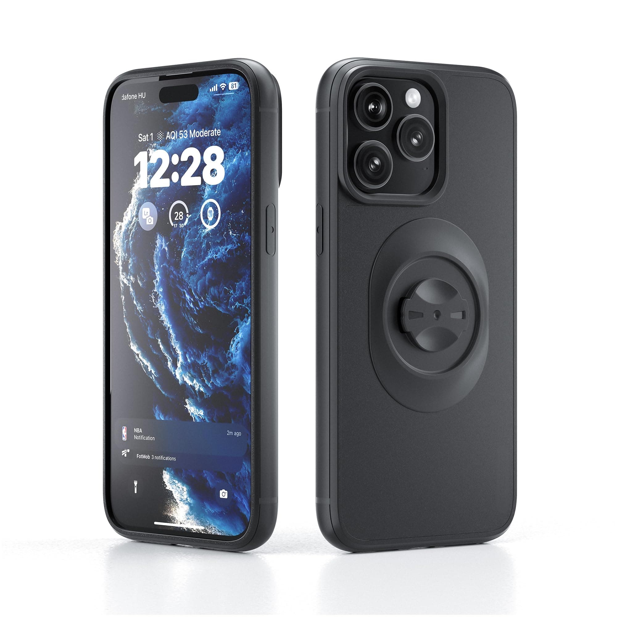 FASTAND Cycling Phone Case for iPhone 16 Compatible with Garmin-Style Bike Mounts, Secure Quarter-Turn Lock, Slim Shockproof Protective Cover, Black
