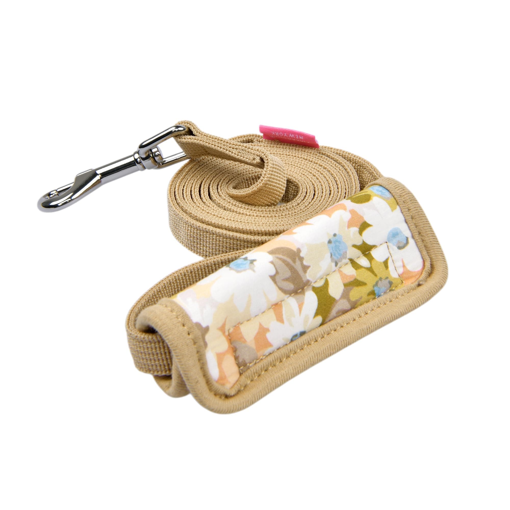 Pinkaholic New York Lilibeth Dog Leash Flower Pattern for Small Dog, Beige, Medium