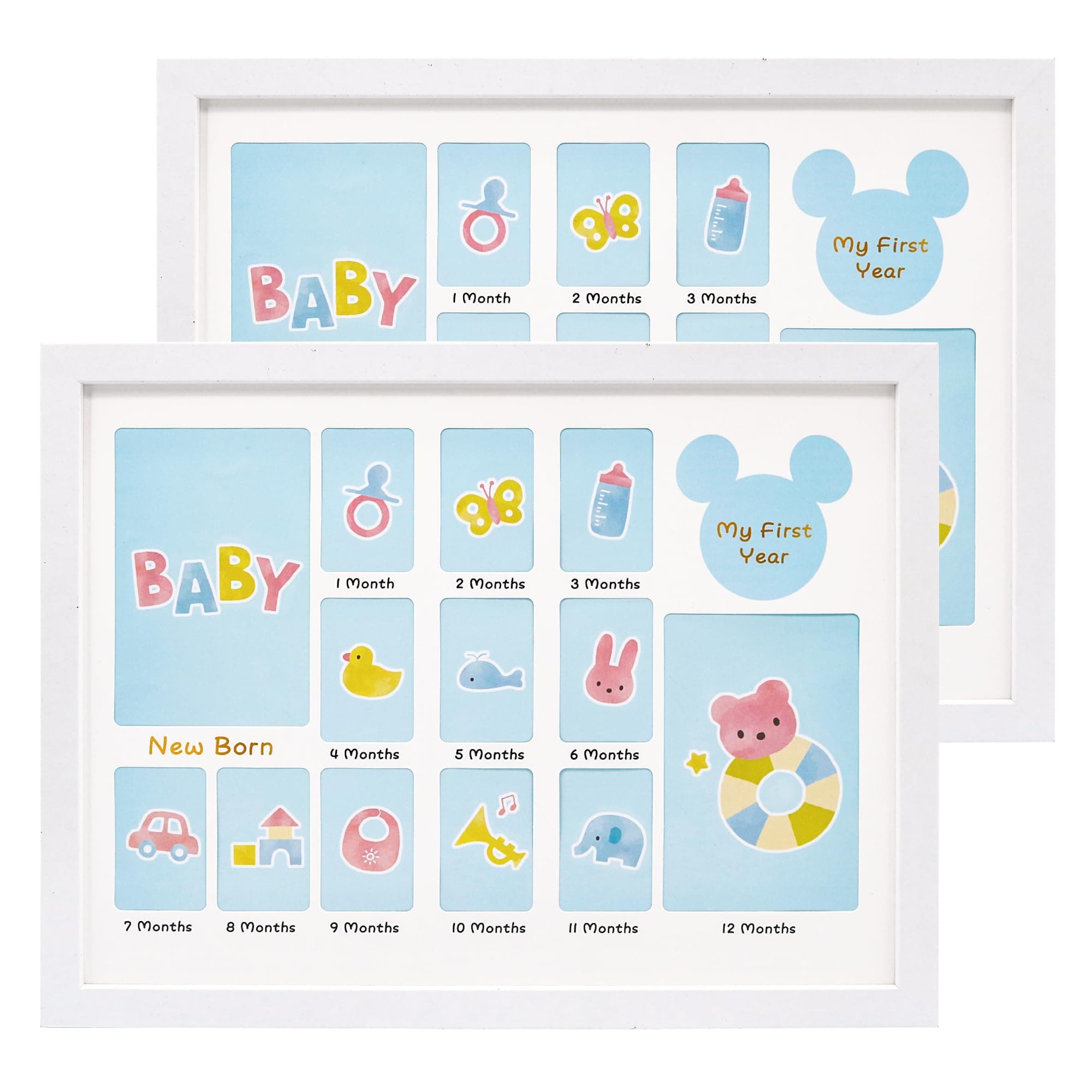 First Year Picture Frame, Baby's First Twelve Months Photo Collage New Mom Gift and Baby Picture Frame Wall Hanging White