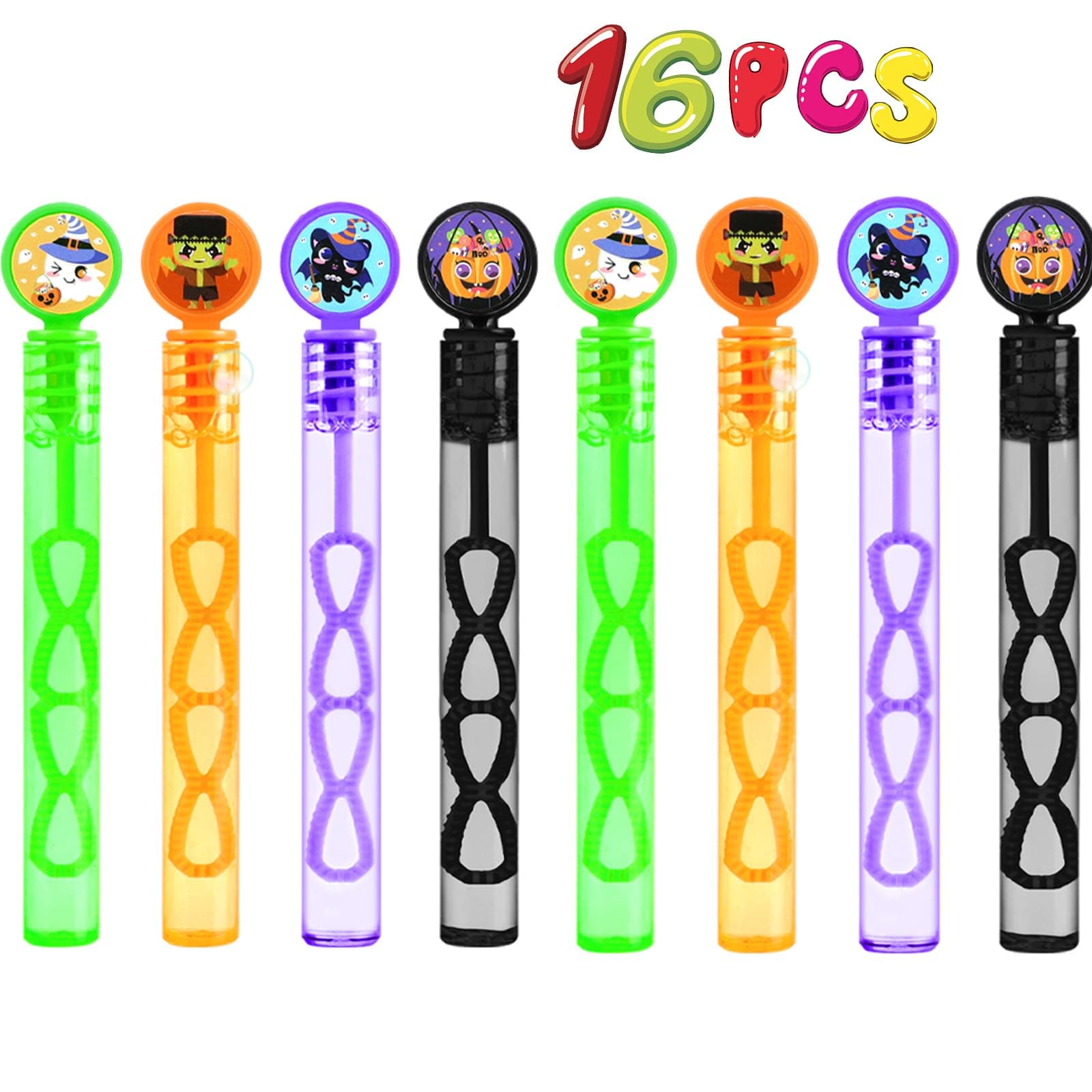 CCINEE Mini Halloween Bubble Wand,16pcs Pumpkin Ghost Bubble Wands Party Favor for Kids Halloween Trick or Treat Goodie Bag Stuffer Filler Classroom Prize