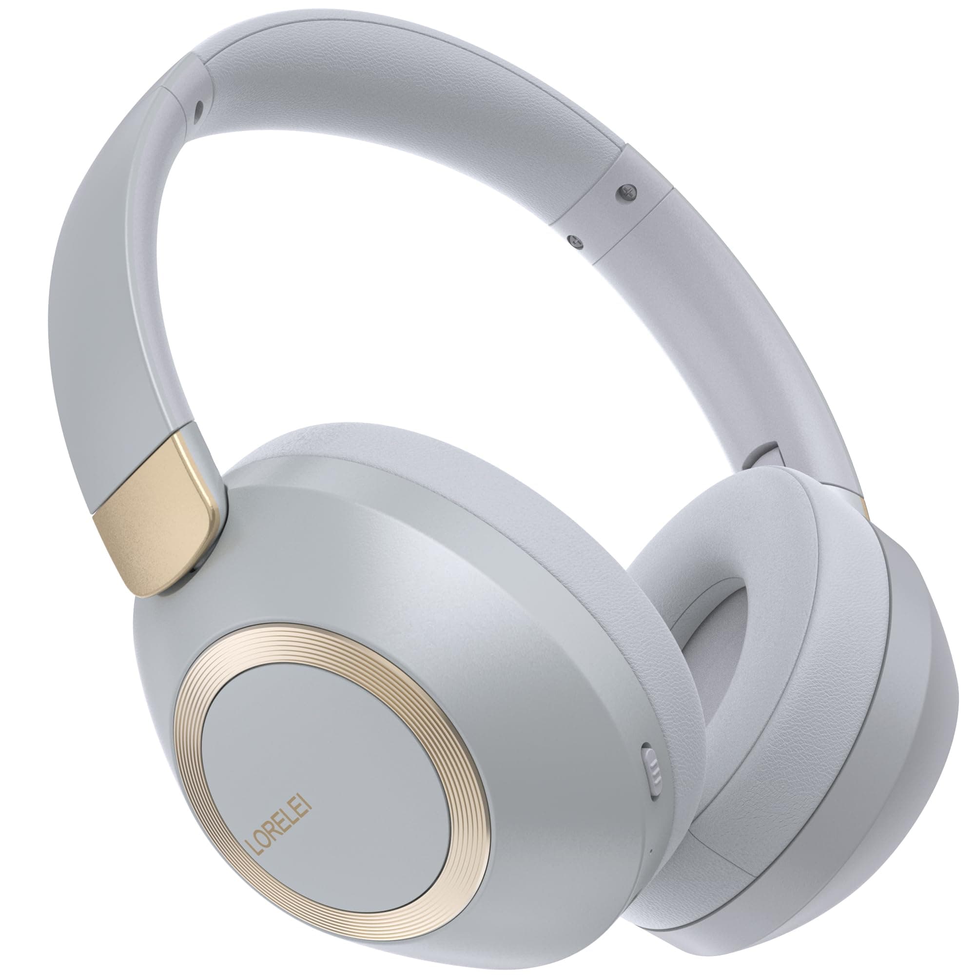 LORELEI B-C6 Wireless Over Ear Headphones, 50H Playtime Foldable Lightweight Bluetooth Headsets, Deep Bass, Built-in Microphone, Memory Foam Earmuff, for Travel, Home Office (Smoke Grey)