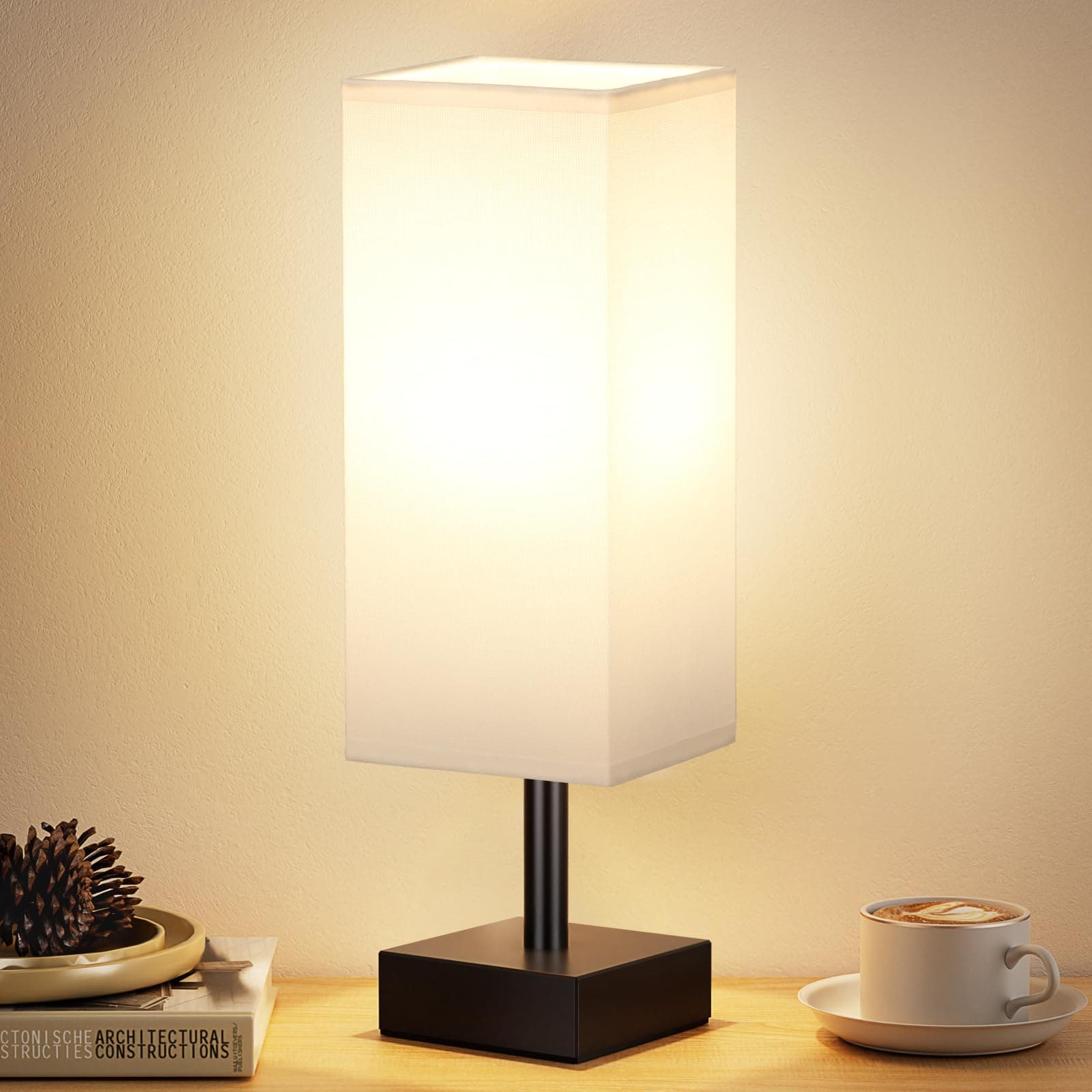 Fenmzee Bedside Small Lamp for Bedroom - Desk Lamps for Nightstand（White）