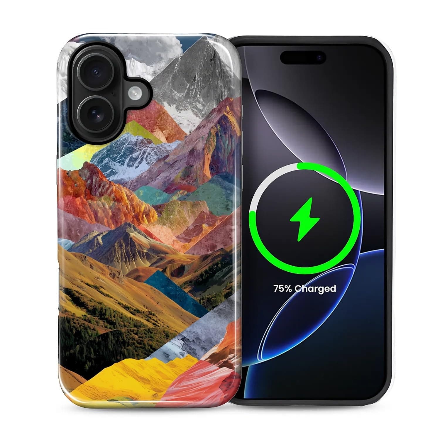Flivro Magnetic Case for iPhone 16 Plus, Compatible with Magsafe PC Hard Shell & Silicone Inner Bumper Anti-Scratch Full-Body Cover Shockproof Slim Design Romantic Mountain Sunset