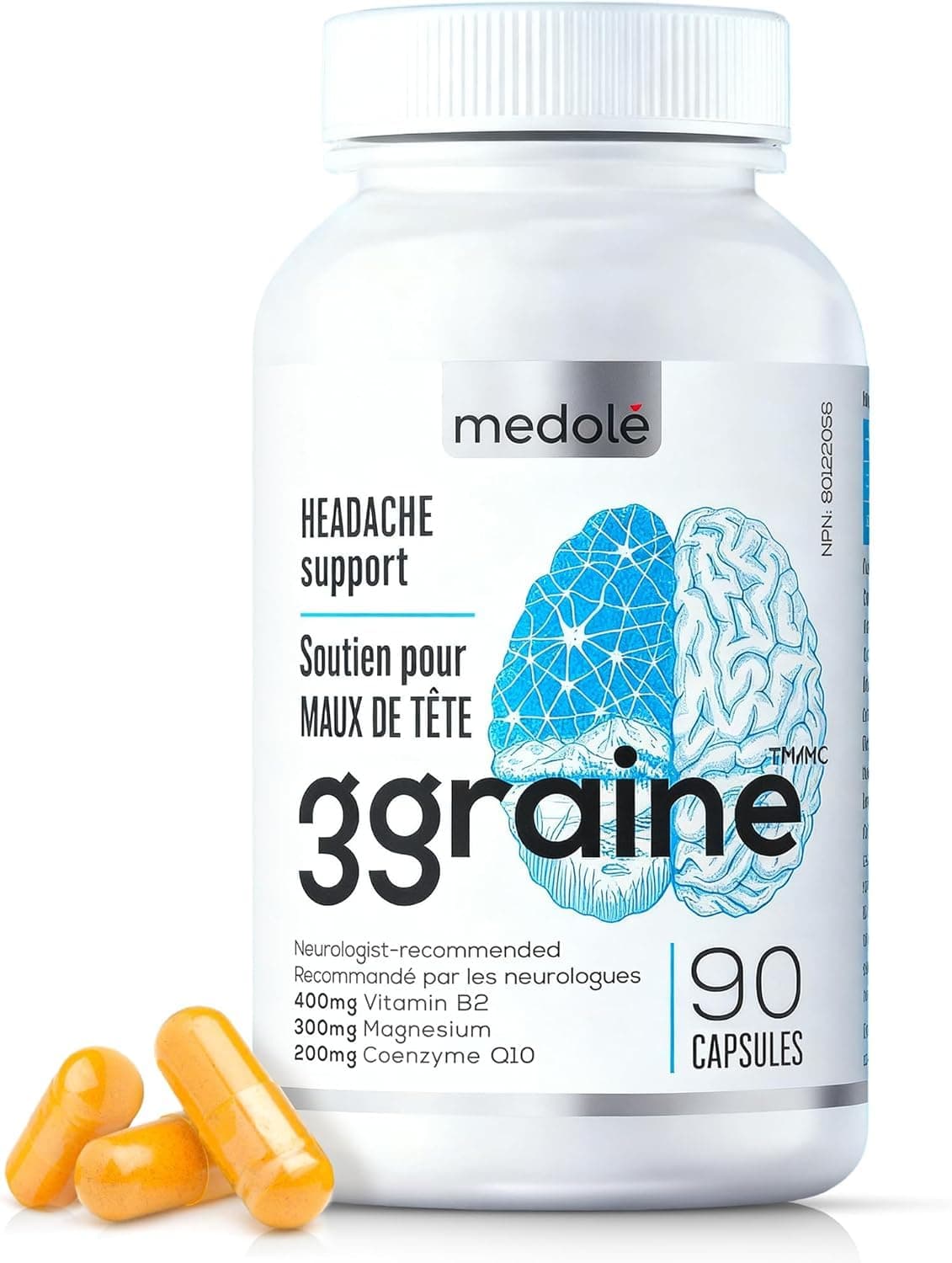 3graine - Neurologist Recommended Migraine Prevention 400mg B2, Magnesium, CoQ10 200mg | 30 Day Supply