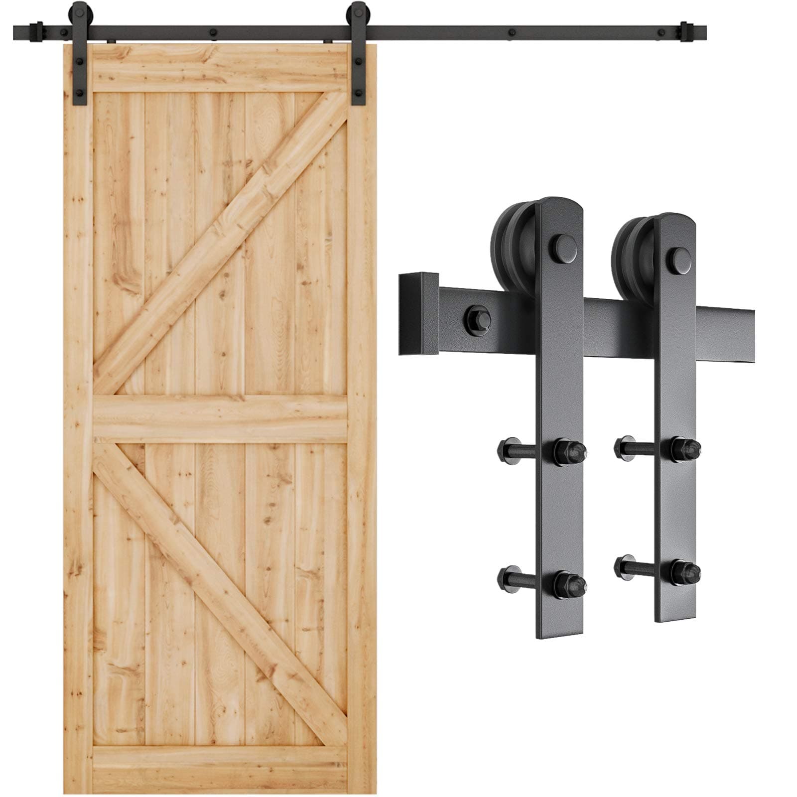 Kit con herrajes metálicos para puertas correderas, resistentes, suaves y silenciosos, fáciles de instalar, con instrucciones de instalación paso a paso (idioma español no garantizado)