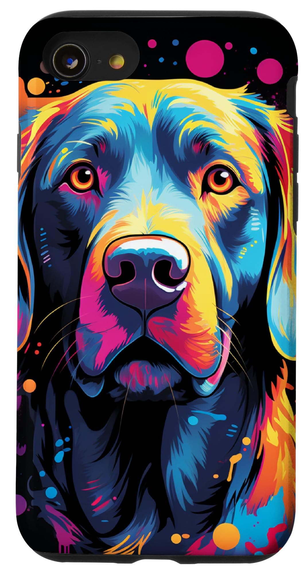 Labrador Retriever Colorful Dog Face Funny Lab Lover Black Case for iPhone SE (2020) / 7 / 8