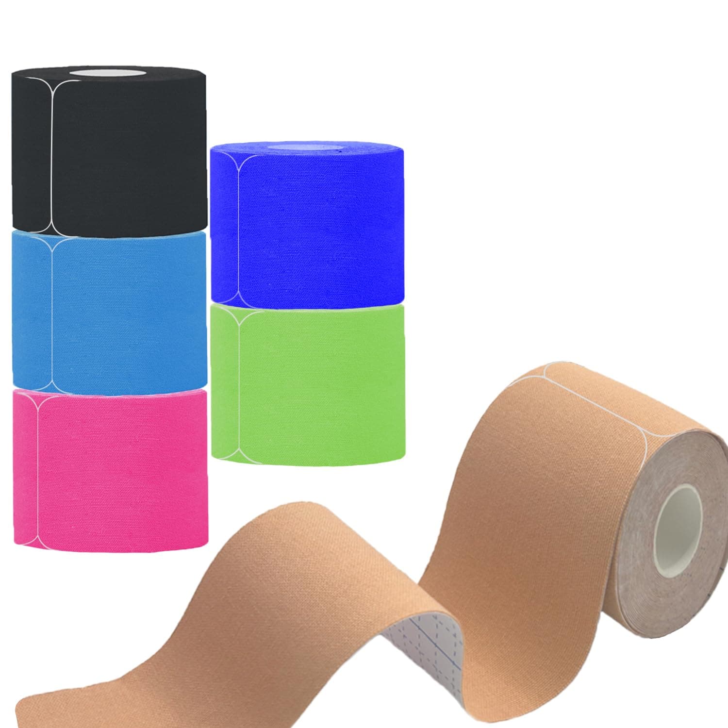 Kinesiology Tape Precut - K Tape Hypoallergenic Waterproof 120 Precut Strips In Total,Physio Elastic Sports Tape Pain Relief Adhesive for Muscles,Elbow,Knee & Shoulder, Sports (6ROLLS-6Color)
