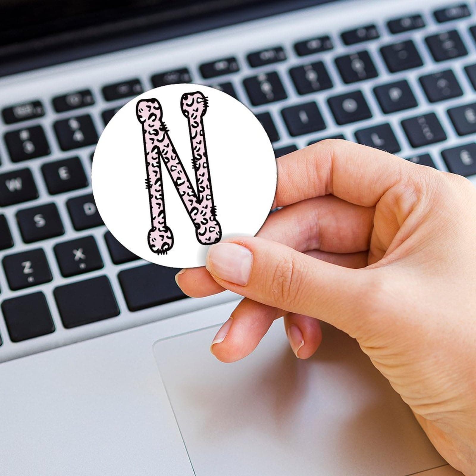 Guangpat Valentine's Day Monogram Stickers Waterproof Sticker Pack Pink Leopard Initial Letters N Vinyl Decal Car Bumper Stickers 100 PCS Laptop Phone Stickers Treat Bags Sticker 1.5 Inch