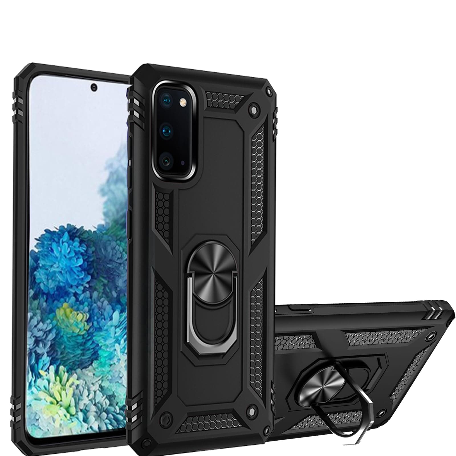 Anvzle for Samsung Galaxy S20 Case, Dual Layer Protective Heavy Duty Armor Rugged [Military-Grade] Protective，Magnetic Kickstand Car Holder for Galaxy S20 Phone Case Black