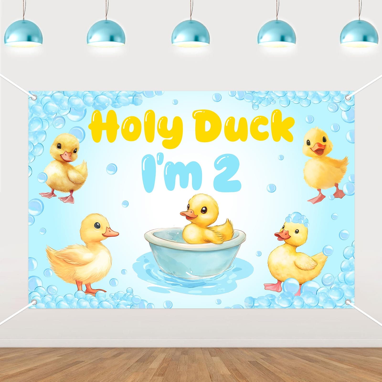 Balterever Duck Second Birthday Decorations for Boys and Girls Holy Duck Im 2 Birthday Backdrop Hunting Theme 2 Years Old Birthday Party Supplies