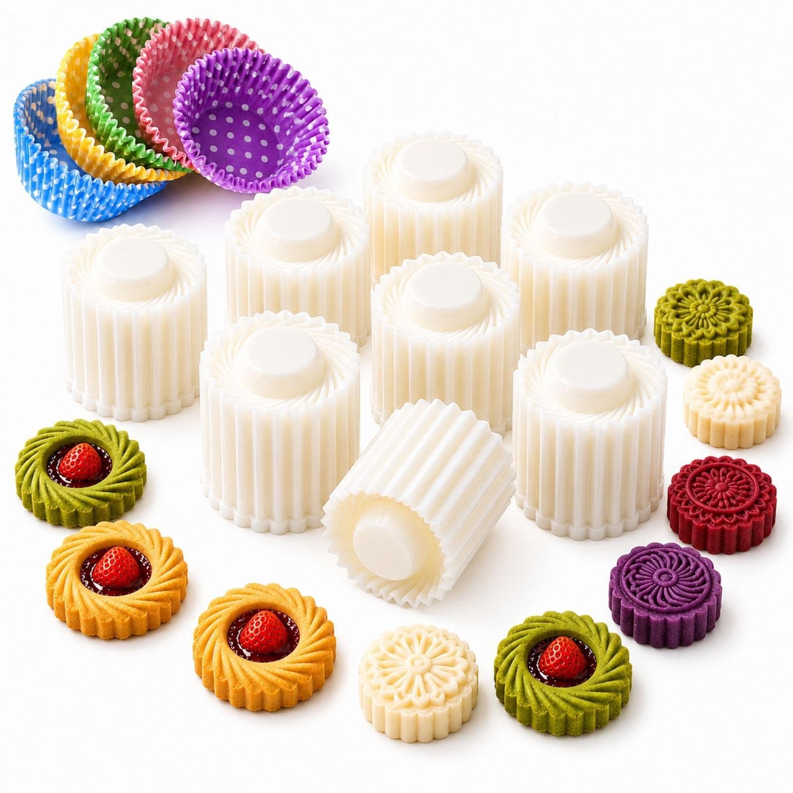 Sunflower Patterned Round Hand-Press Mooncake Double Ended Pastry Mold