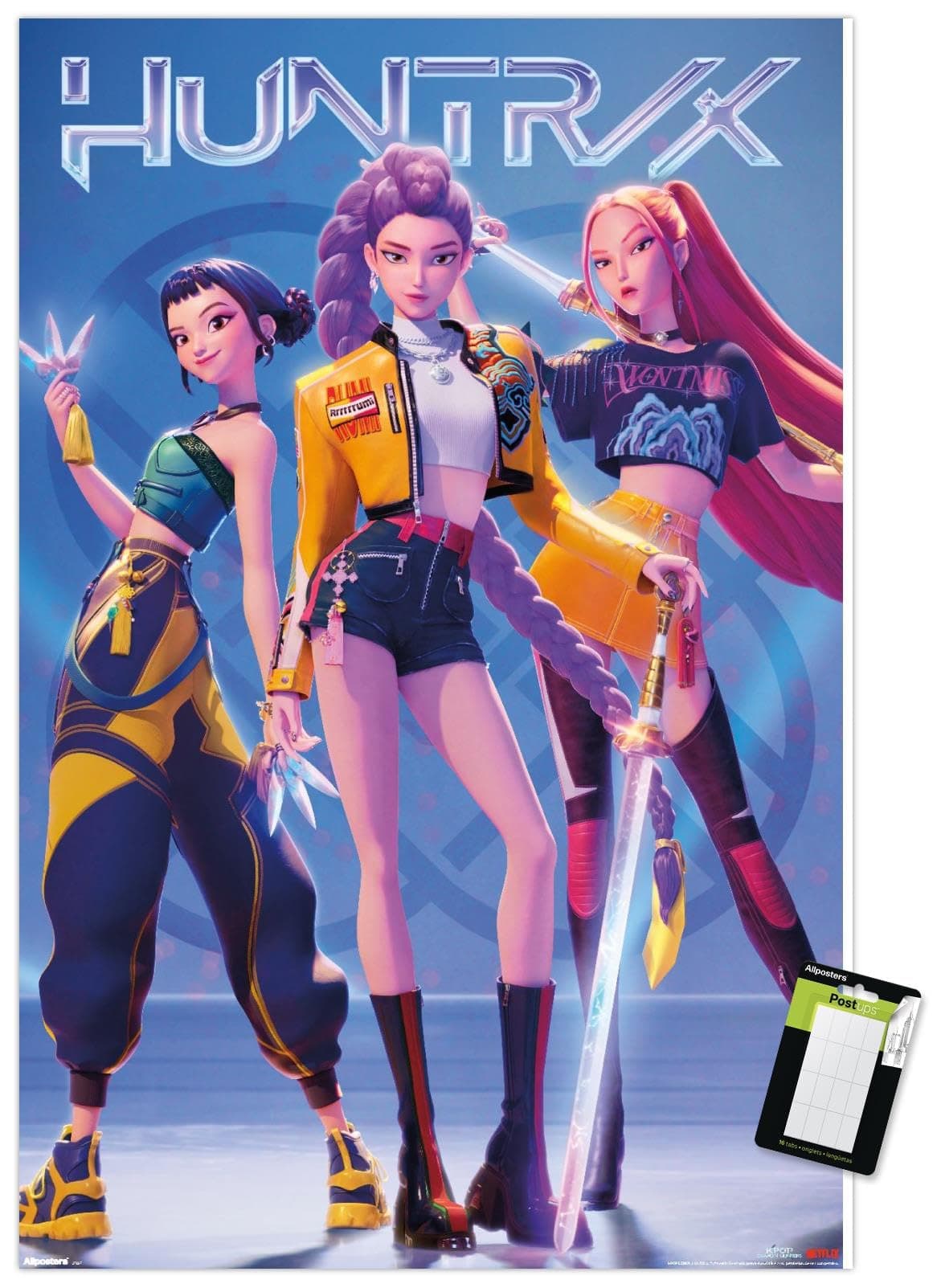 Netflix KPop Demon Hunters (2025) - Huntrix Hero Group Wall Poster, 34L" x 22.4W", Poster & Mount Bundle