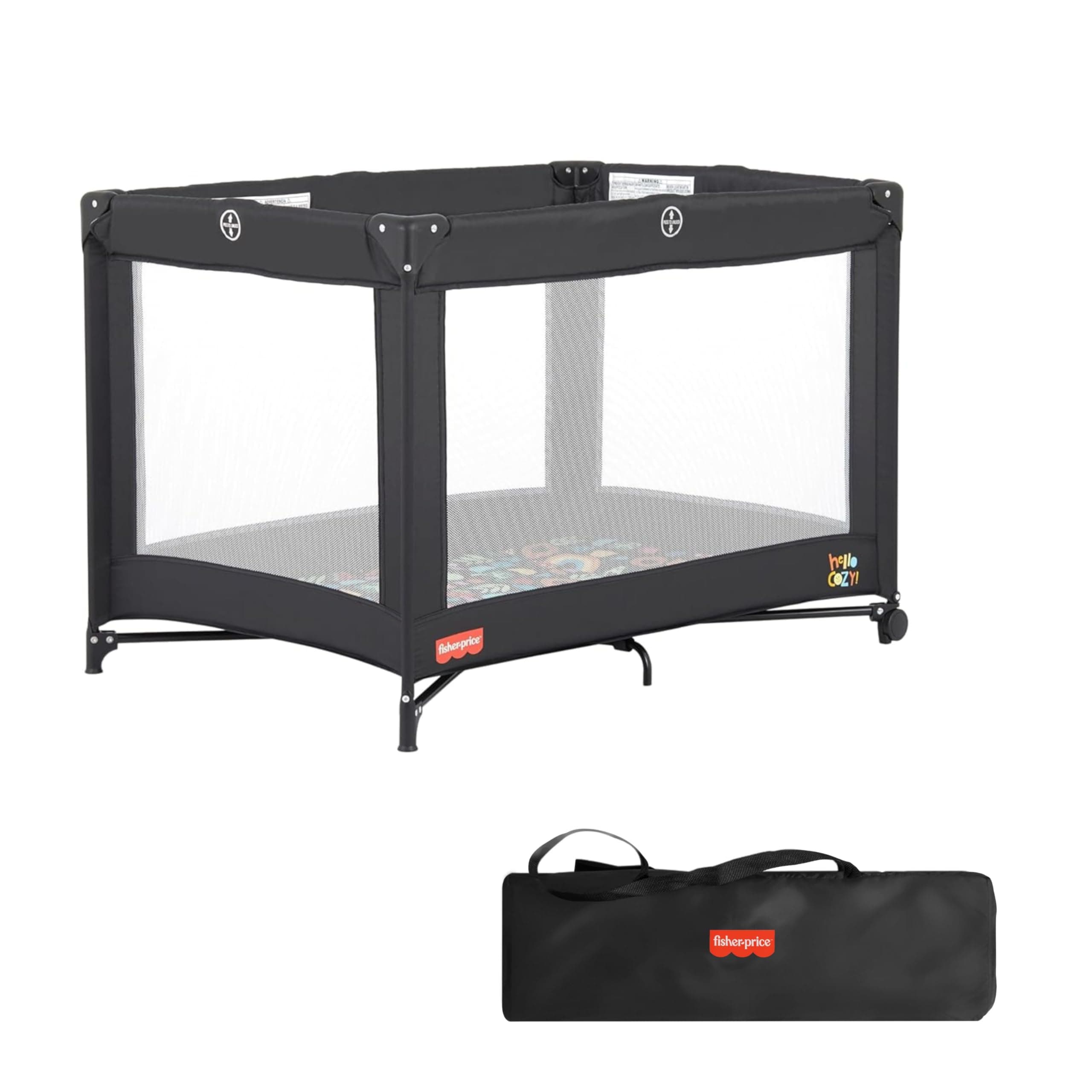 Dream On Me FP Play All Day Play yard in Rainbow Black