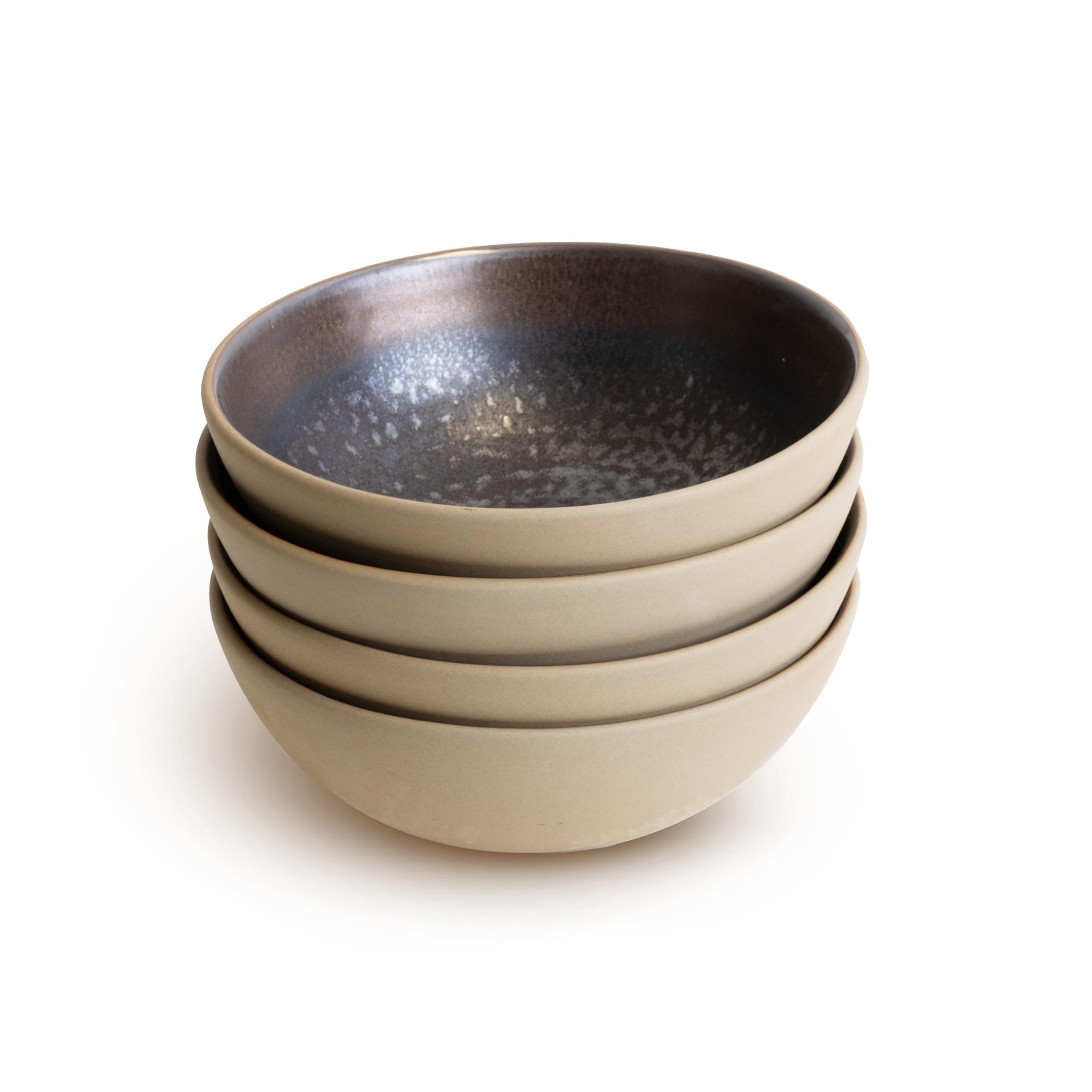 LEMIEUX ET CIE Akita 4-Piece Bowl Set Stoneware, Bowls, Dishwasher and Microwave Safe, Dish Set for 4, Copper