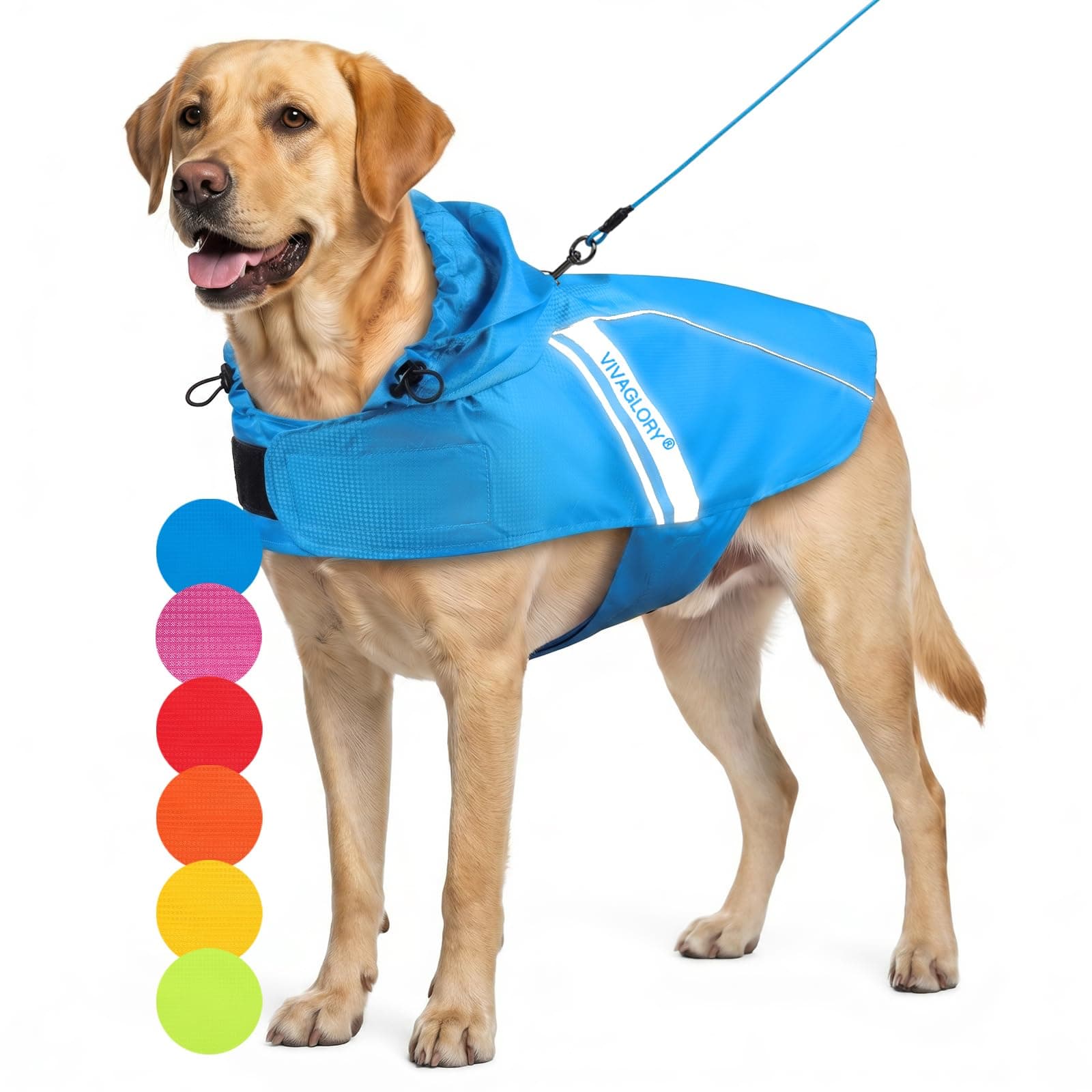 VIVAGLORY Dog Raincoat Wetoff Dog Rain Jacket, L, Blue