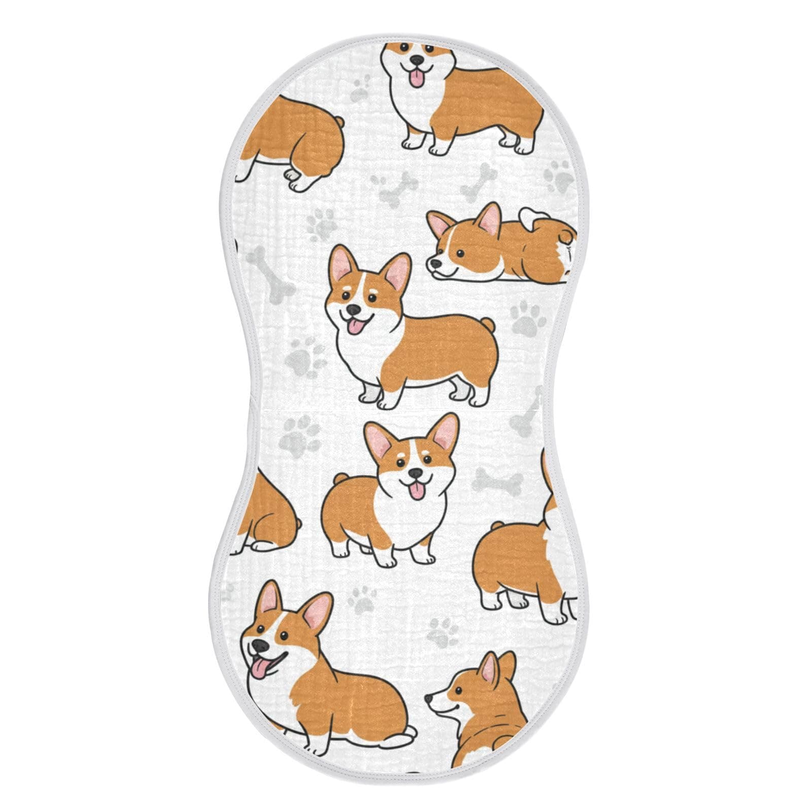 FUQIUMI Cute Dogs Corgi Muslin Burp Cloths for Babies,Soft Cotton 4 Layer Burping Cloths with Waterproof Backing, Absorbent Newborn Spit Up Rags for Boys & Girls, 22"x 11"