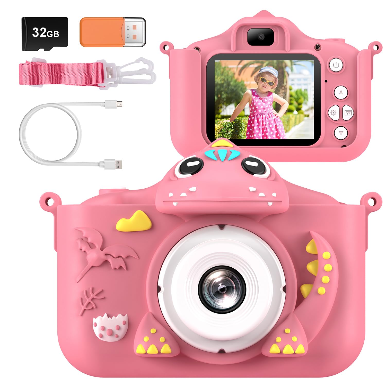 Kids Camera for 3-8 Girls Boys Toddlers Childrens 32GB Card Digital Selfie