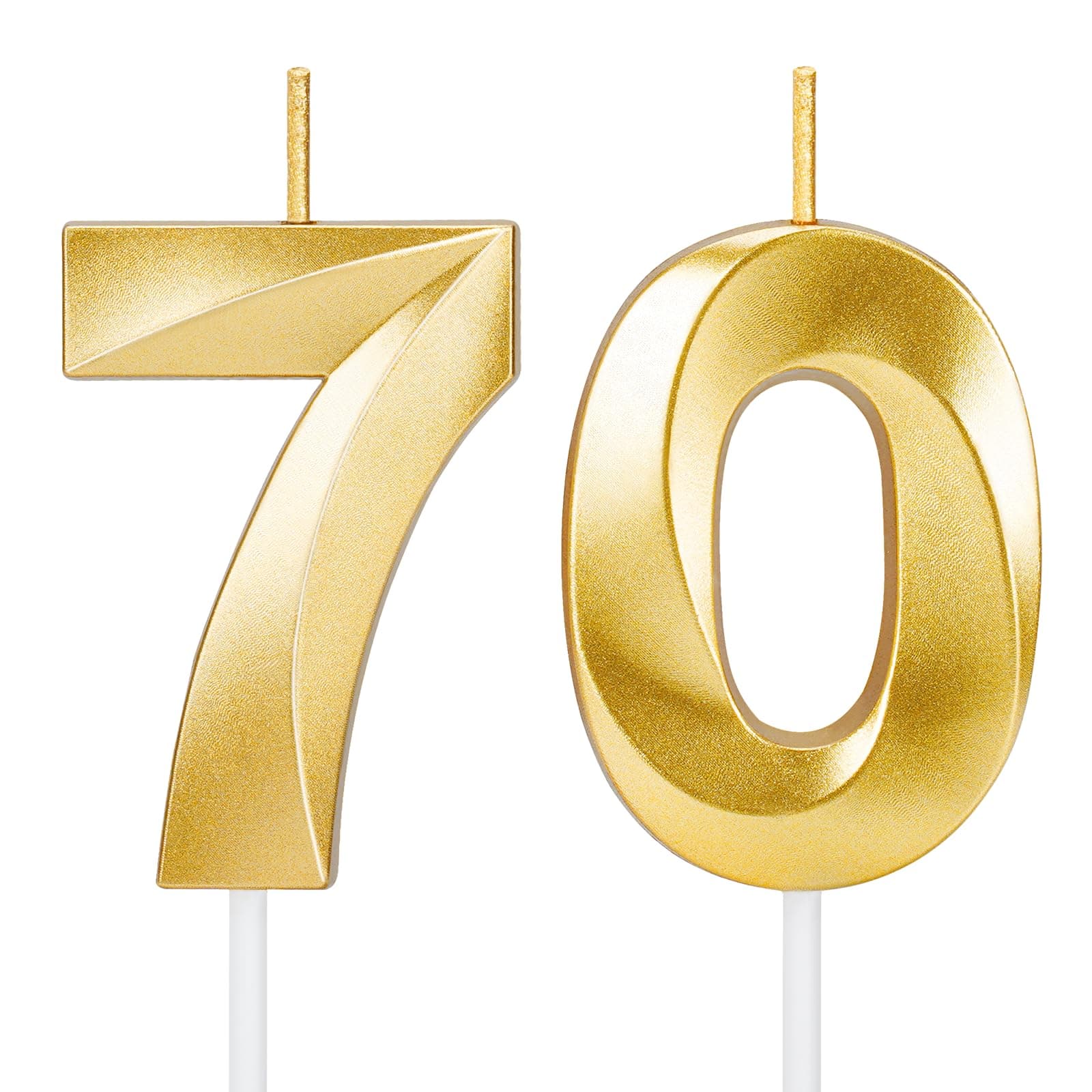 ROYOROYI 70th Birthday Decorations, Gold Number 70 Candles for Cake
