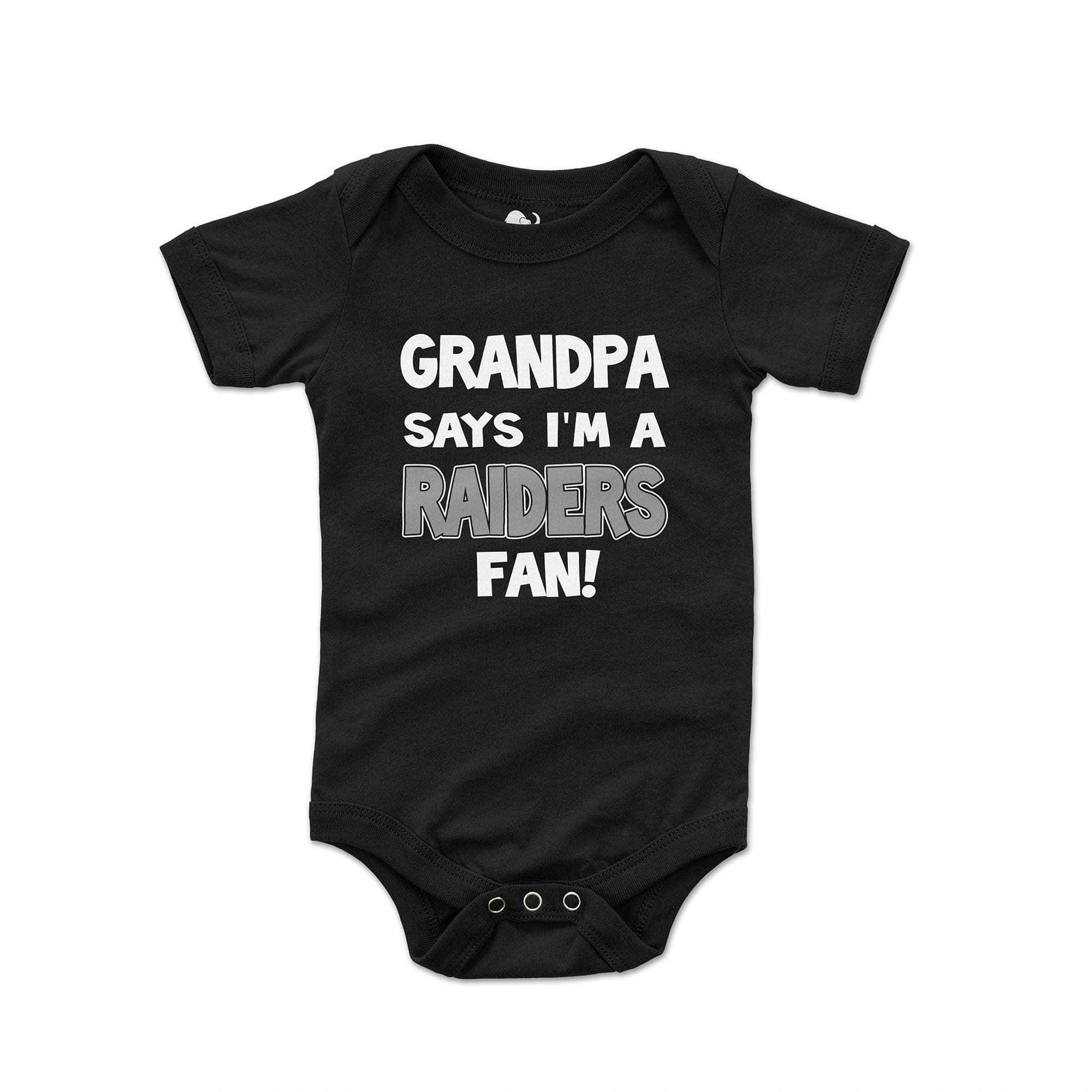 NanyCrafts Baby's Grandpa Says I'm a Raiders Fan Bodysuit 3 Months Black