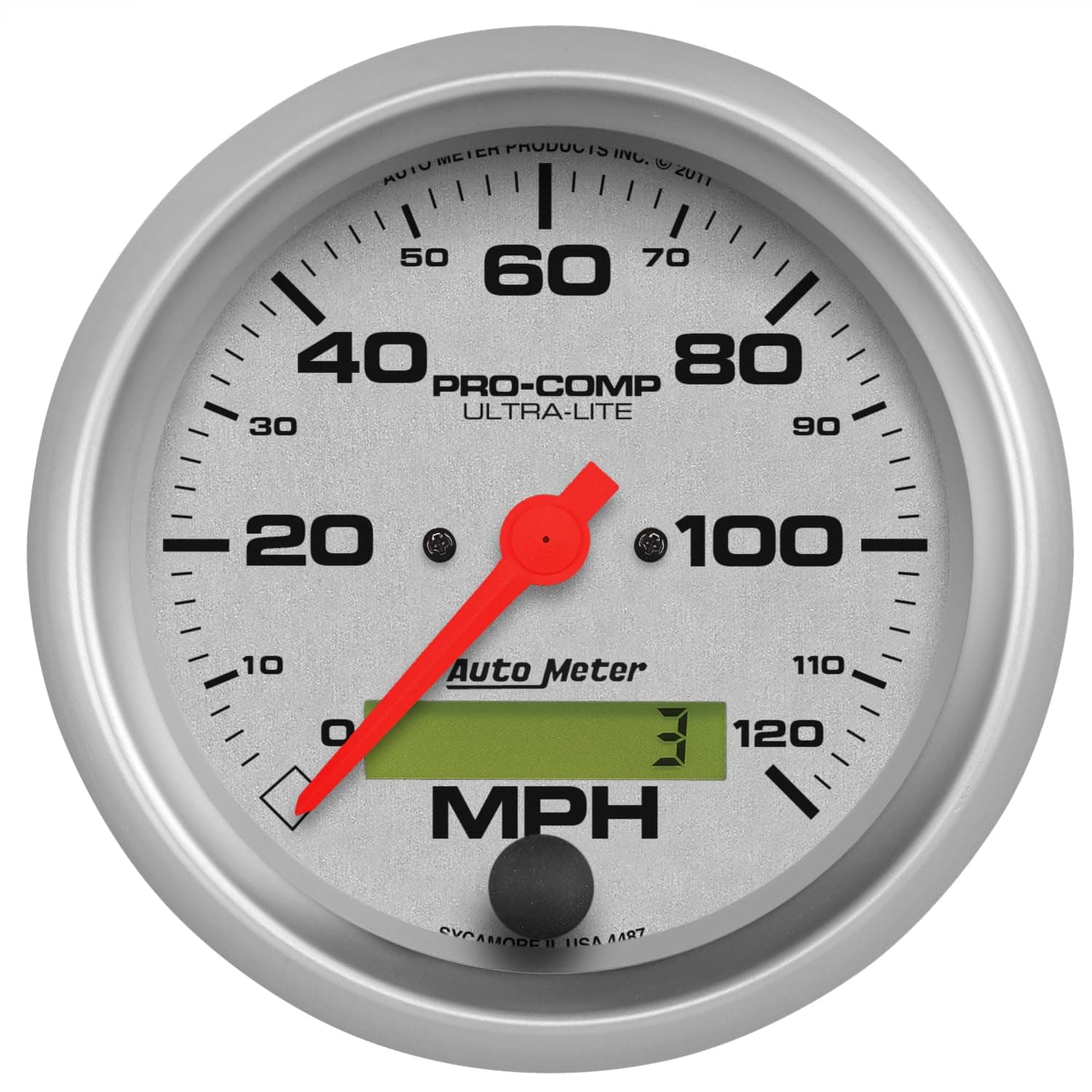 Auto Meter 4487 Ultra-Lite 3-3/8" 120 mph Electric Programmable in-Dash Speedometer