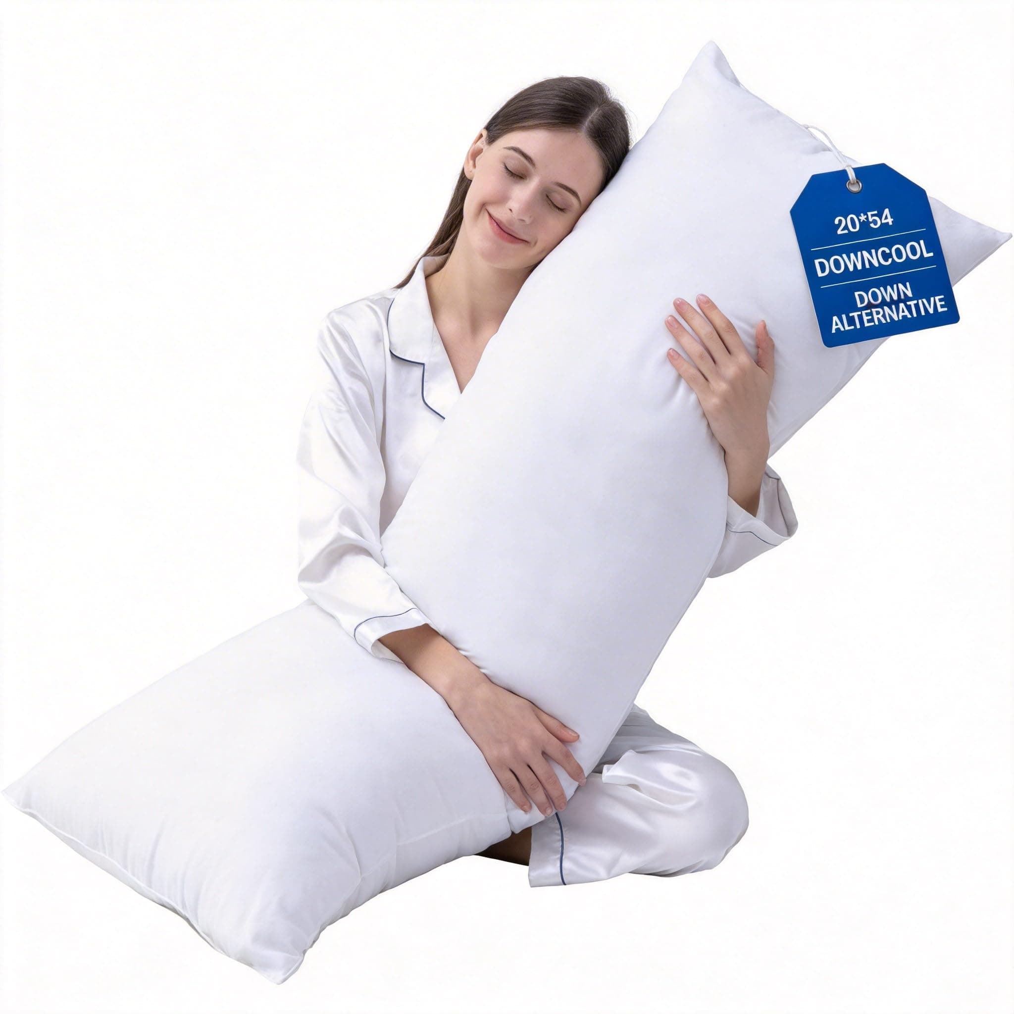 DOWNCOOL Body Pillow- Removable Zippered Bamboo Outer Pillow Cover