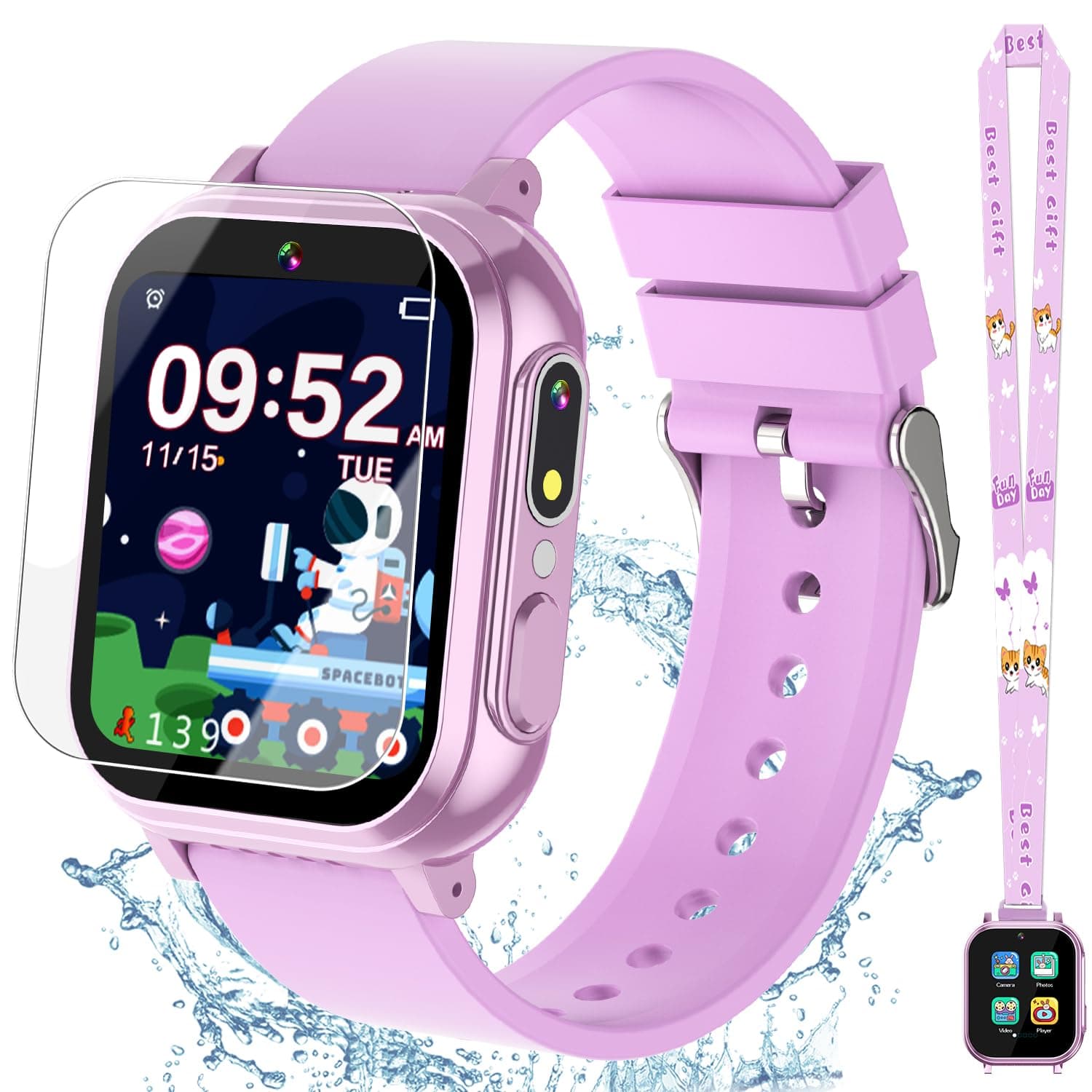 Kids Watch Girls Gifts Age 3-12, Waterproof Watch for Kids with 32 Games, Dual Camera, Touch Screen, Alarm Clock, Music Player, Pedometer Birthday Gift Toys for Girls Ages 5 6 7 8 9 10 (Purple)