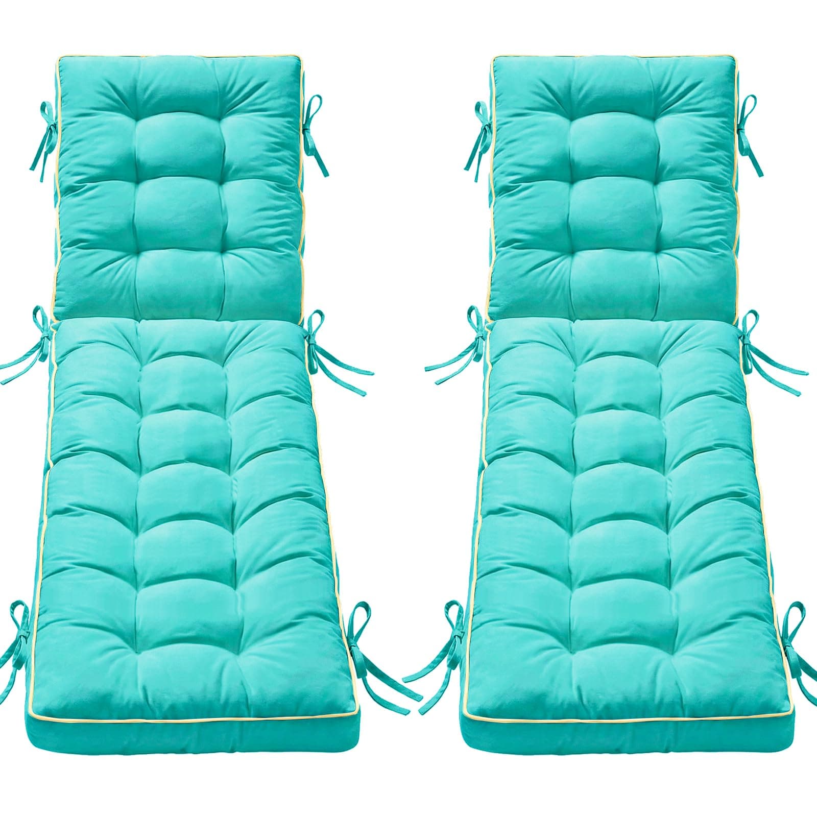 2 Pack 72x21 Inch Folding Chaise Lounge Cushion Quick Dry (AQUA BLUE)