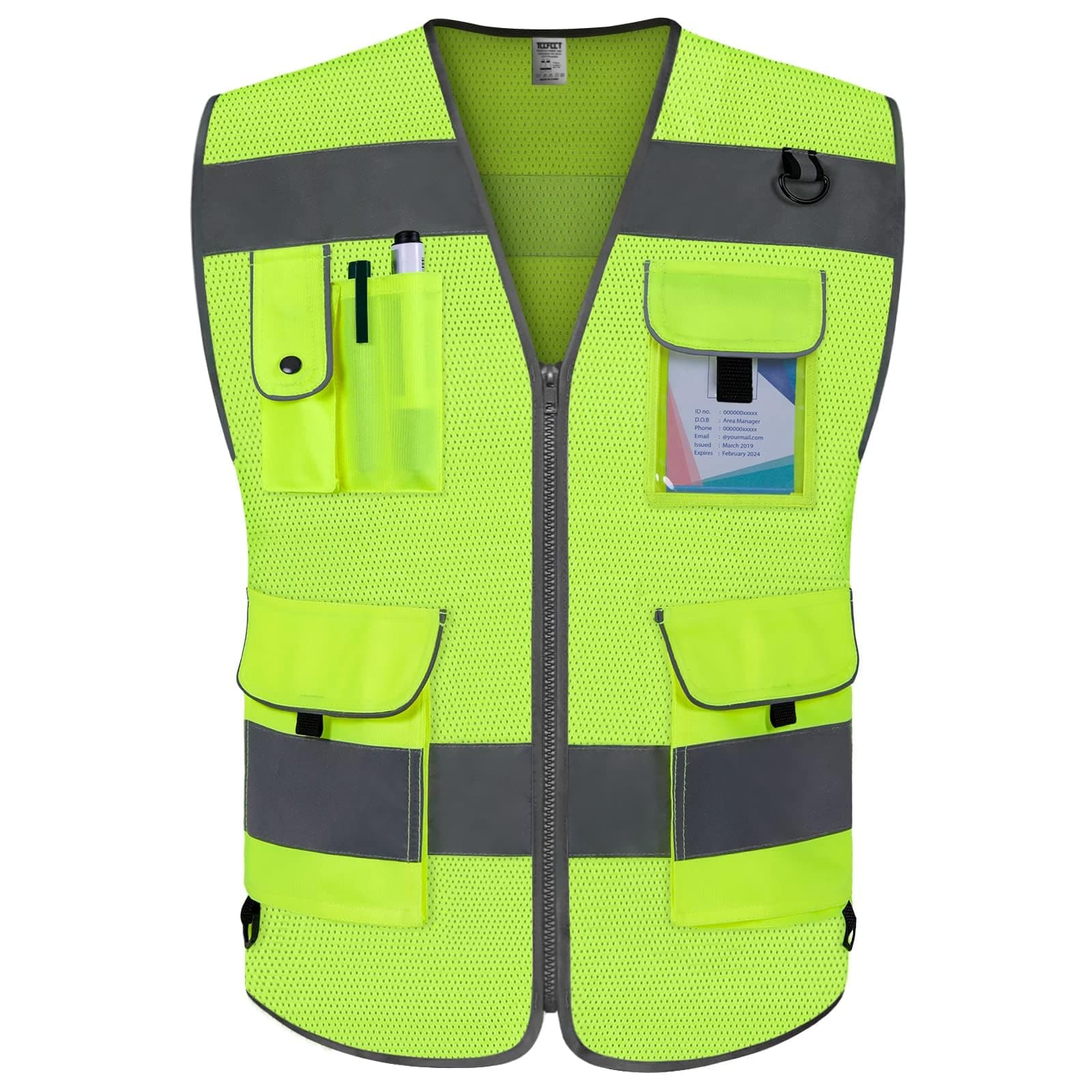 TCCFCCT Mesh High Visibility Vest 9 Pockets Hi Vis Reflective Safety Vest for Men Women, Construction Vest with Reflective Strips, Meets ANSI/ISEA Standards, (CA-Yellow Small)