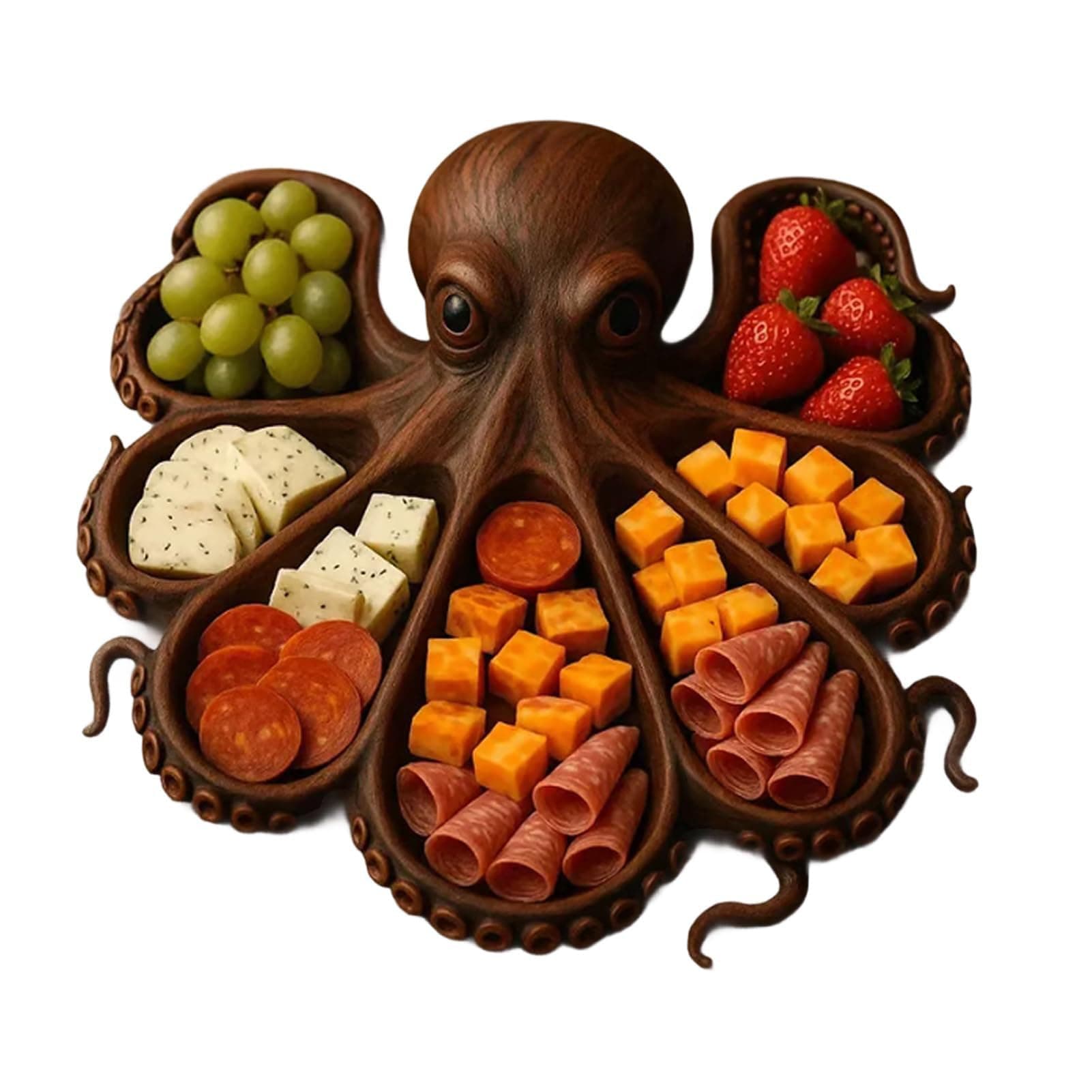 XUSIJAKQ1 Family Gathering Display Tray Bond Over Delicious Food with Stylish Serving Platter Octopuss Charcuteries Platter Wood, A