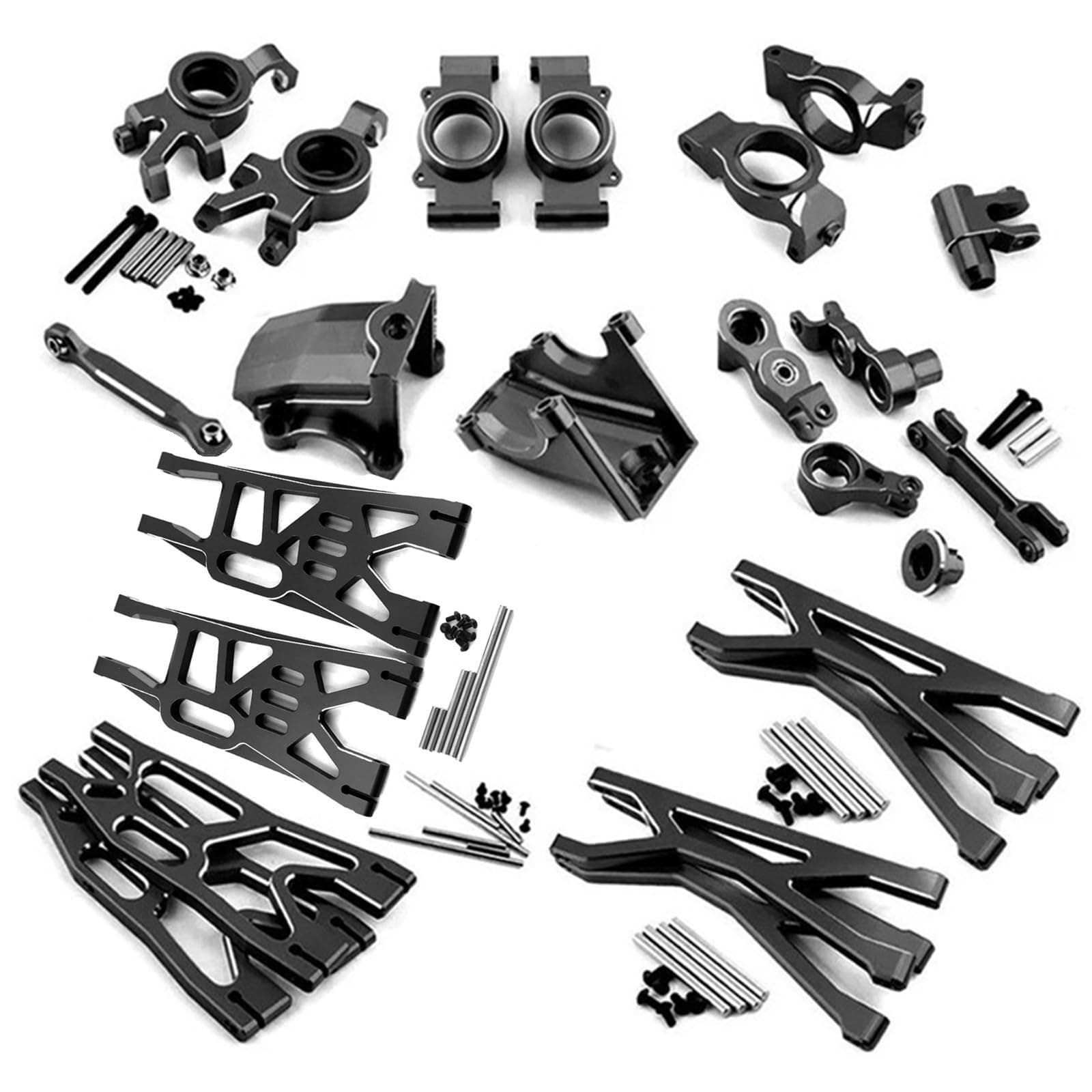 Dantenron Full Set Kit Upgrade Parts For 1/5 RC Truck Car Traxxas X-Maxx 6S 8S Steering Group,Rear Axle Mount,Swing Arm Gearbox Shell,Caster Block,Steering Cup,Servo Base (Black)