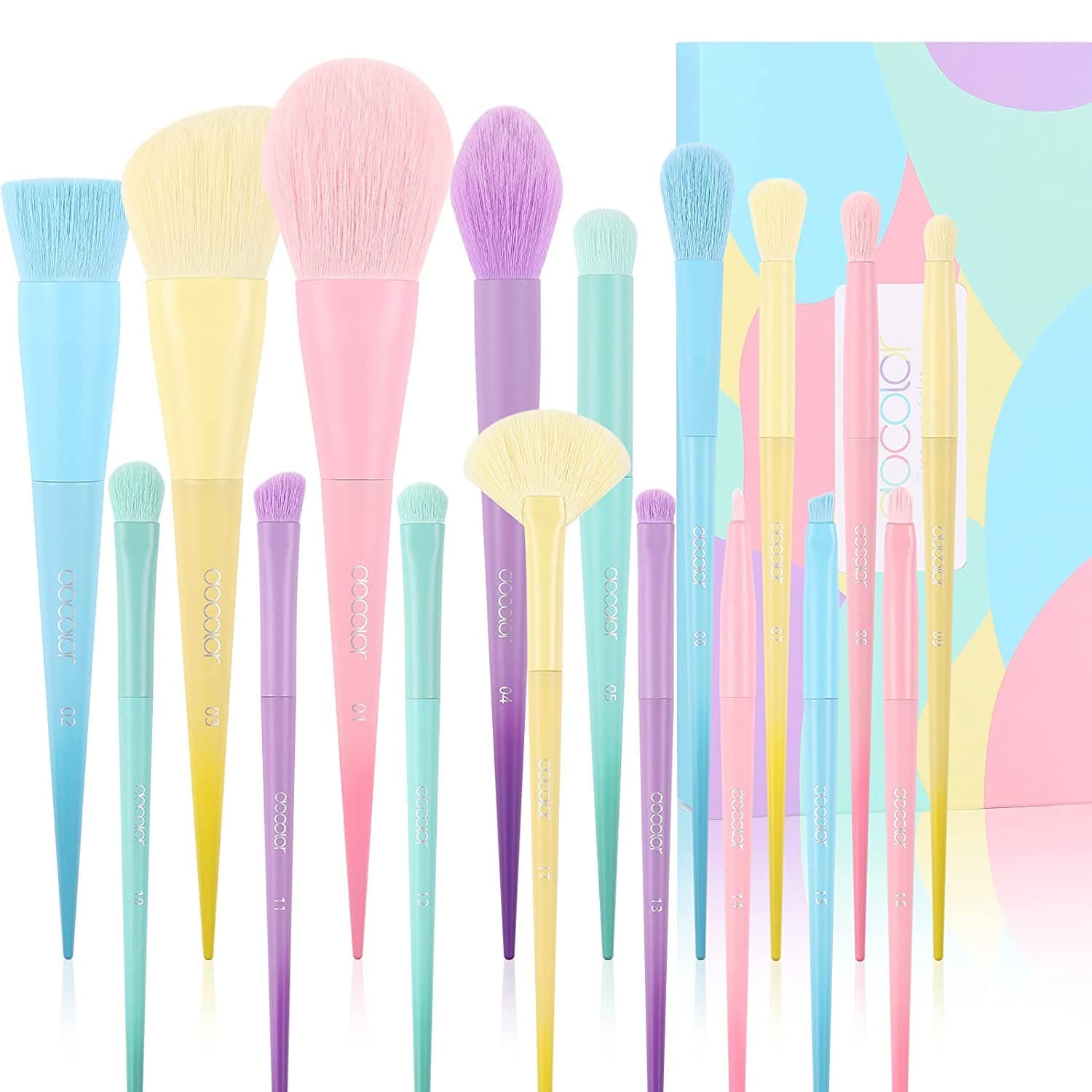 Makeup Brushes Docolor 17 Pcs Colourful Makeup Brush Set Premium Gift