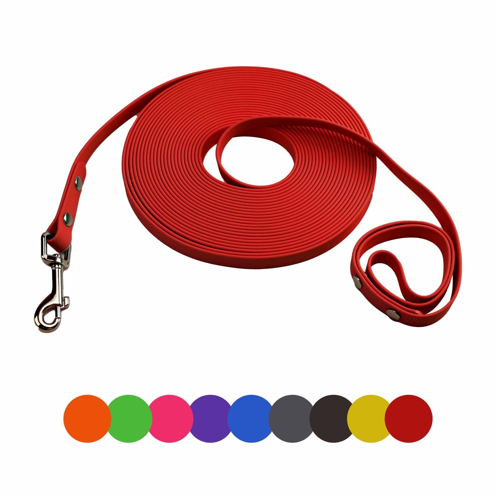 Waterproof Biothane Long Dog Leash, Heavy Duty Dog Training Leash 6ft 10ft 15ft 30ft 50ft, Easy to Clean Long Line for Small, Medium Large Dogs,Outdoor Recall (red, 6FT)