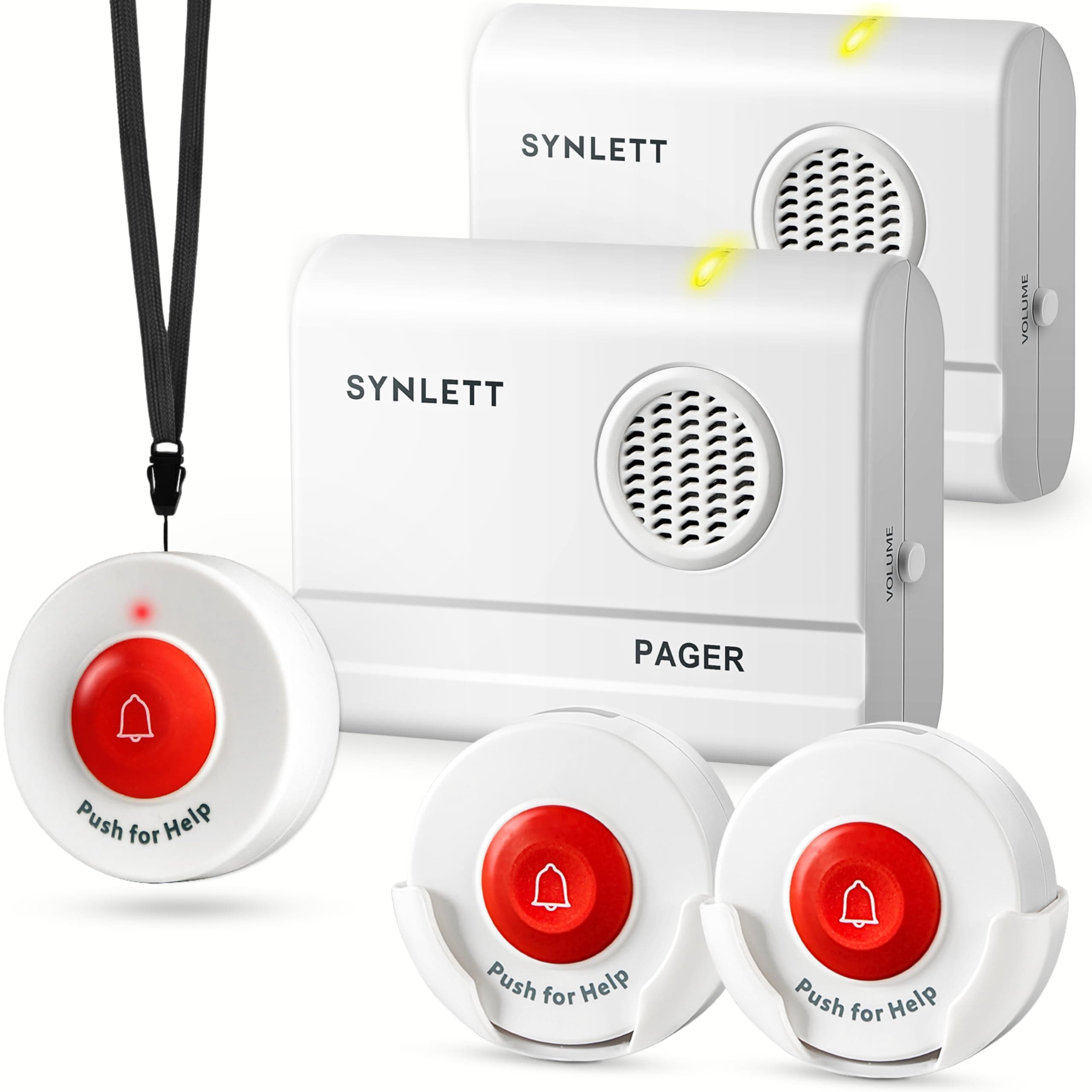 SYNLETT Caregiver Pager with 3 Call Buttons and 2 Pagers for Home Care