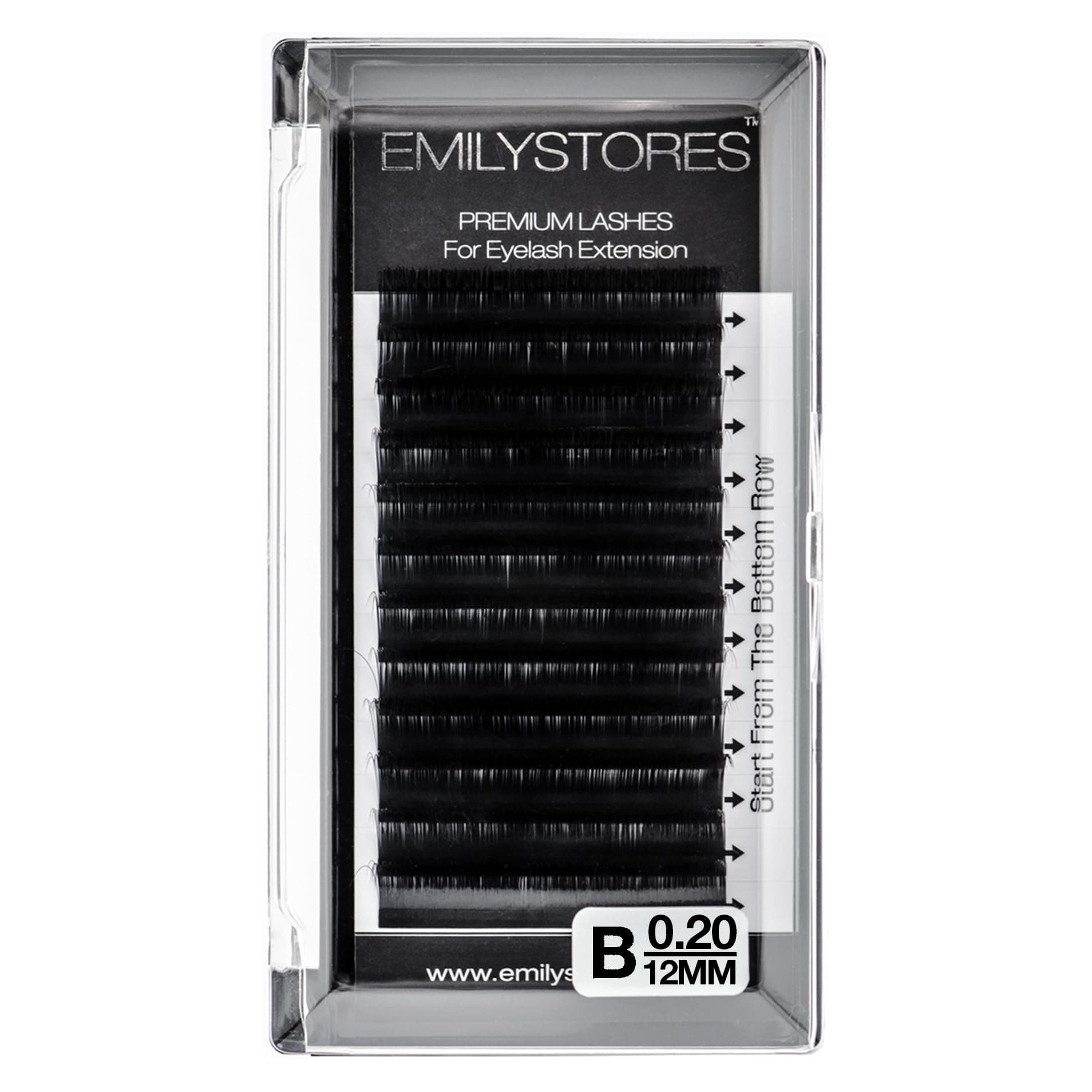 EMILYSTORES Eyelash Extensions 0.20mm Thickness B Curl Length 12mm Silk Mink Fake Eye Lashes In One Tray