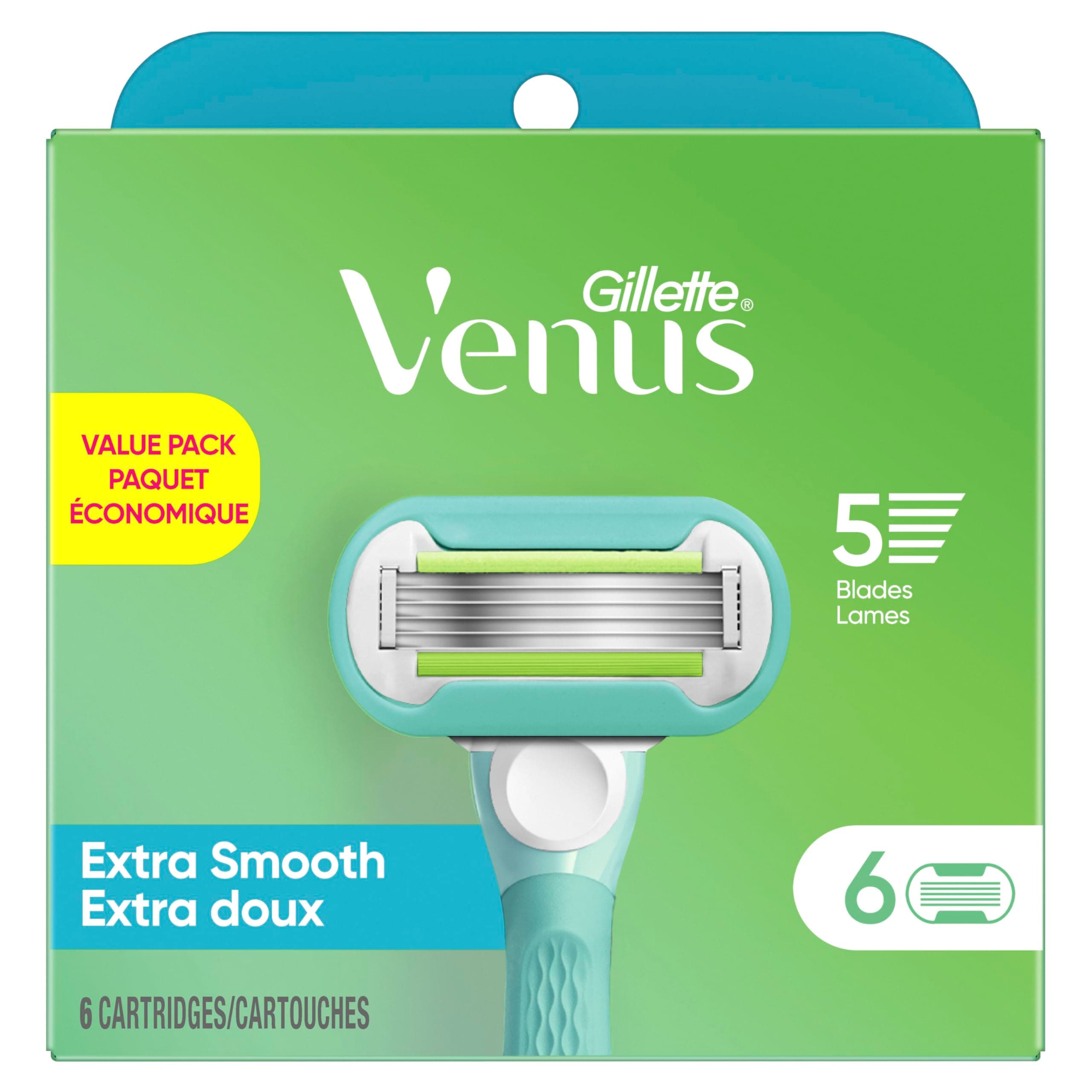 Gillette Venus Extra Smooth Women’s Razor Blades, 5-Bladed Razor Refills, 1 Pack (Count of 6)