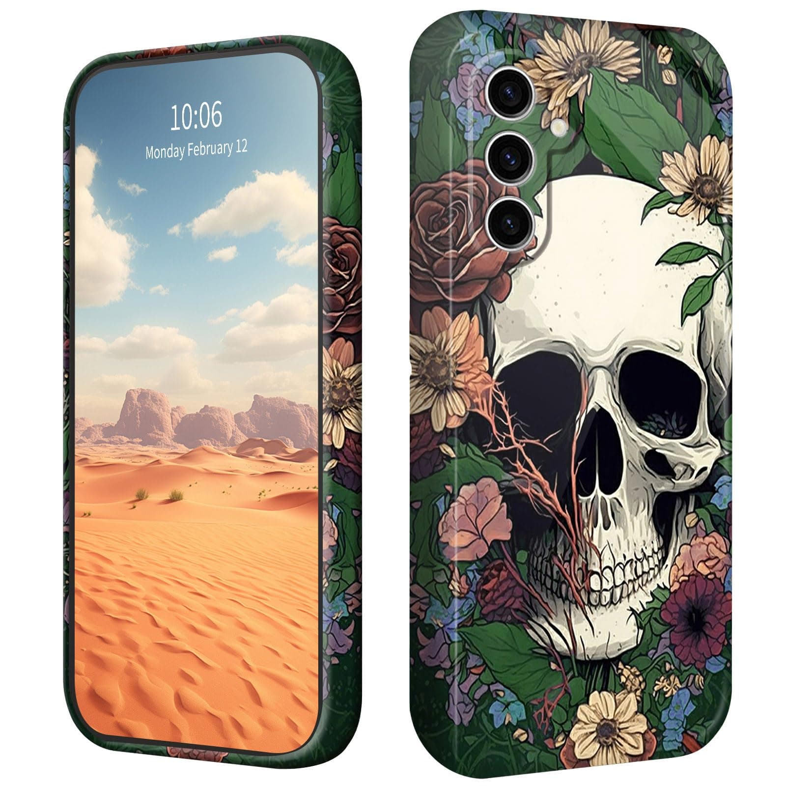 CGFGHHUY for Samsung Galaxy S25 Case Lightweight Soft TPU Shock Proof Protective Cover with Flower Skull Pattern Design Phone Case for Samsung Galaxy S25 6.2 inch 2025