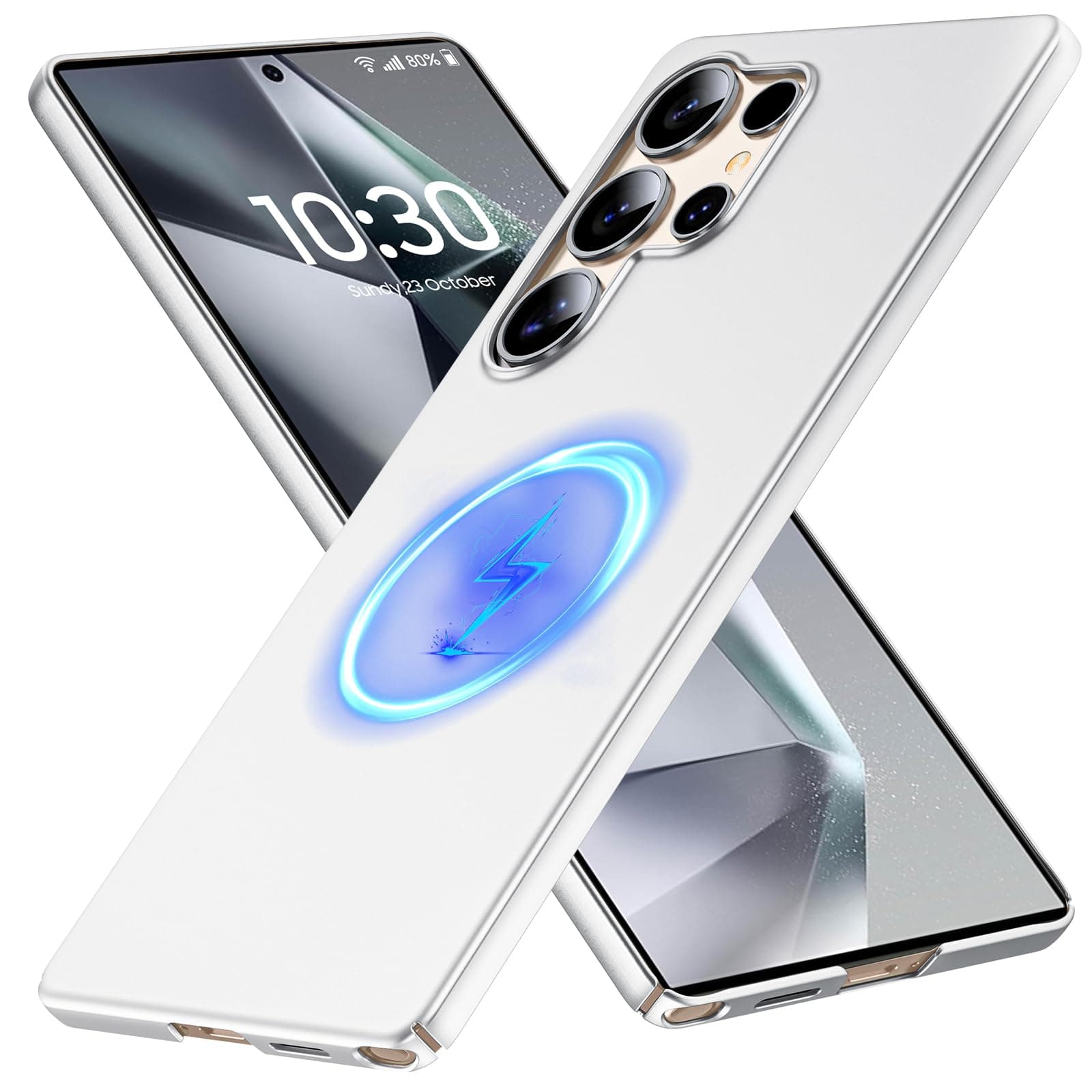 GRECAZO Magnetic Ultra Thin Frosted Designed for Samsung Galaxy S25 Ultra Phone Case 6.9 inch Slim Minimalist Lightweight Matte Hard [Compatibility with MagSafe] Cover Protective Bumper Case- Silvery